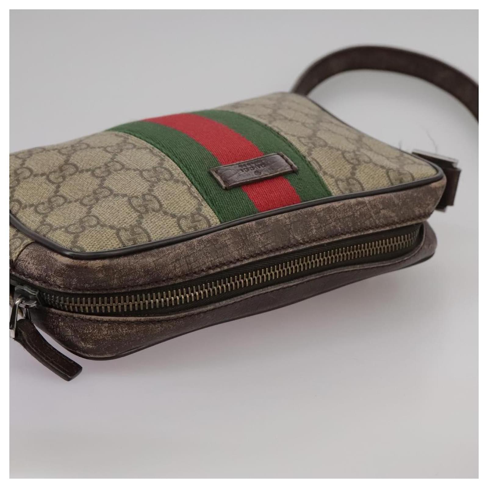 GUCCI ショルダーバッグ　162910 GUCCI GG Supreme Web Sherry Line Shoulder Bag Beige Silver 162910