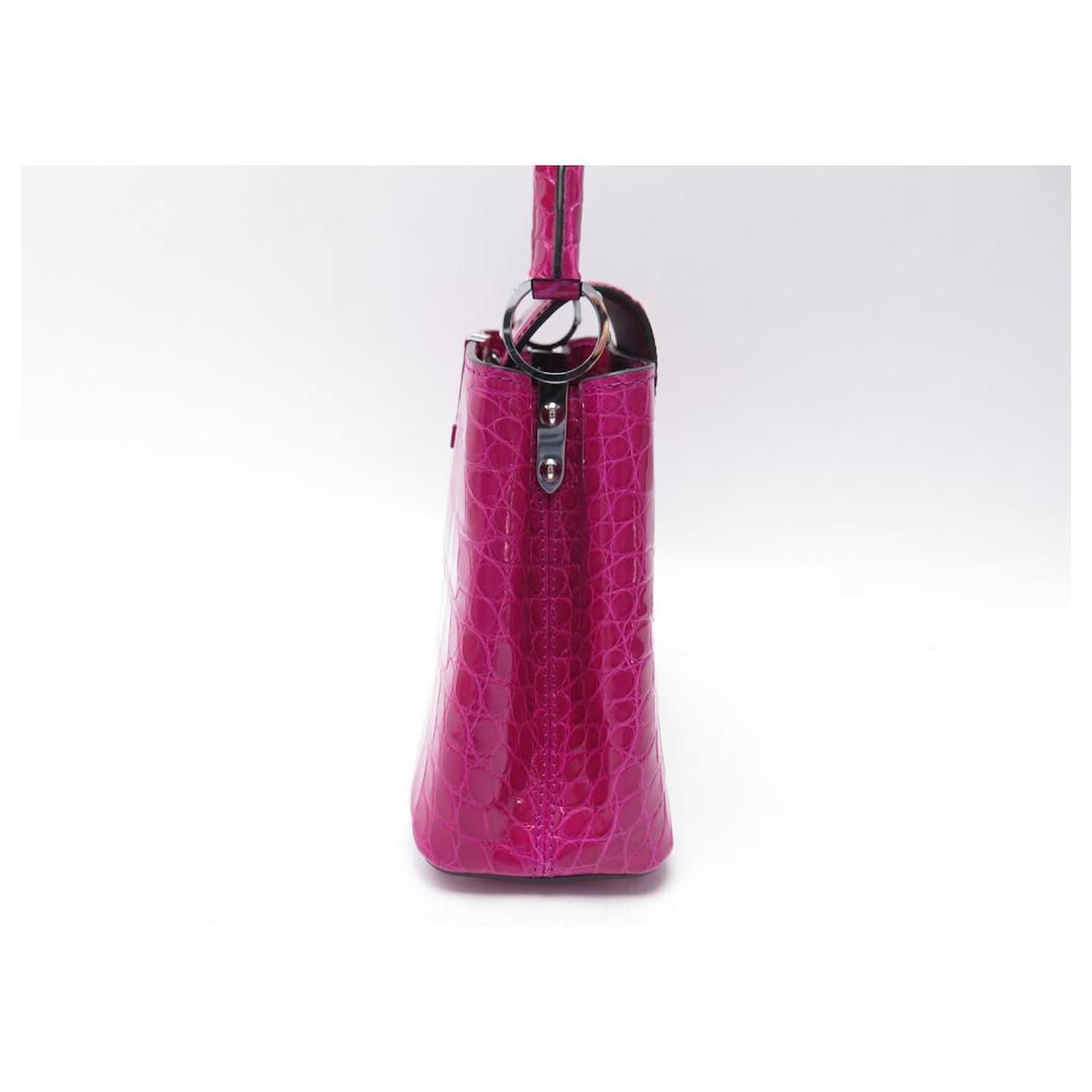 NEW LOUIS VUITTON CAPUCINES BB GATOR LEATHER CROCODILE BAG Fuschia 