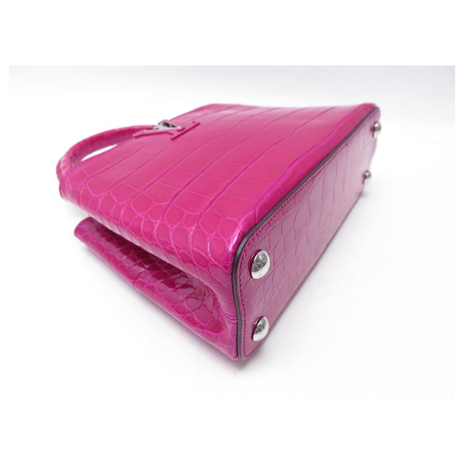 NEW LOUIS VUITTON CAPUCINES BB GATOR LEATHER CROCODILE BAG Fuschia 