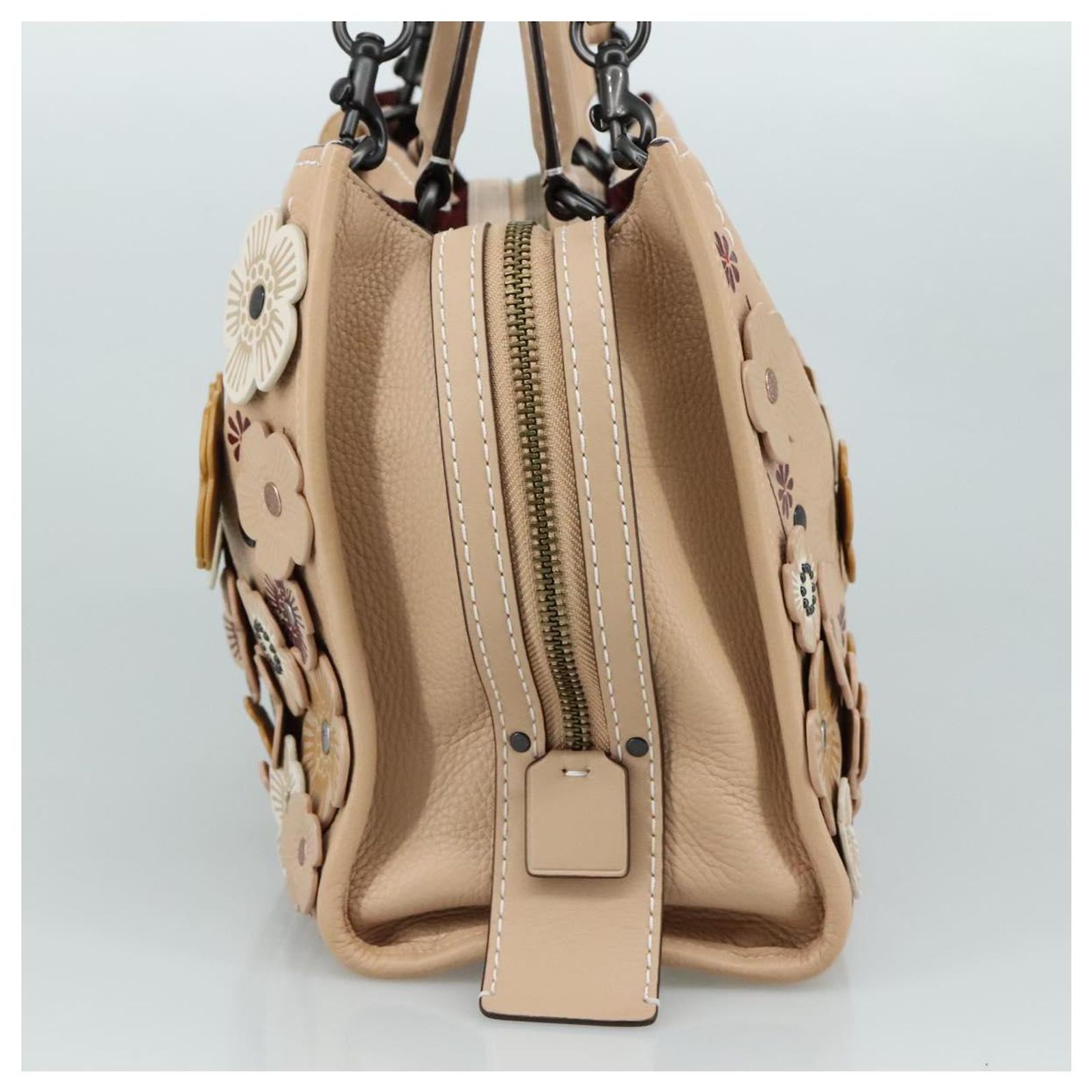 Coach Rogue 31 Hand Bag Leather 2way Beige Auth am7357 ref 