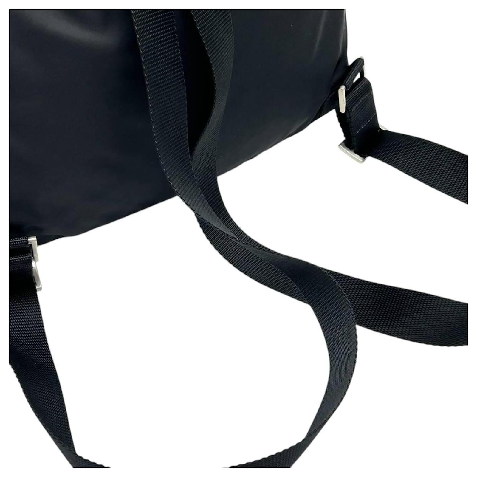 Prada Sport Black Nylon Logo Shoulder Rucksack Bag Backpack Blue