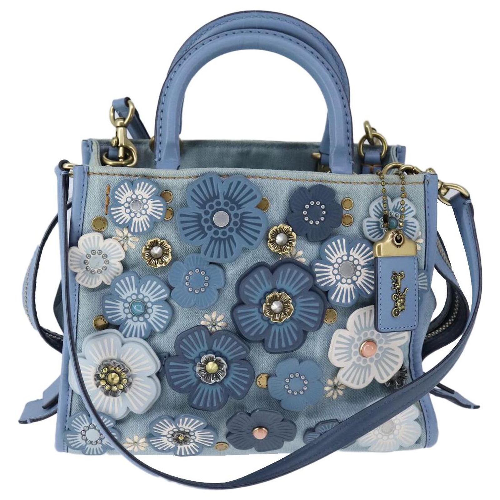 Coach Rogue 25 Hand Bag Denim 2way Blue Auth yk16552 Cloth ref 