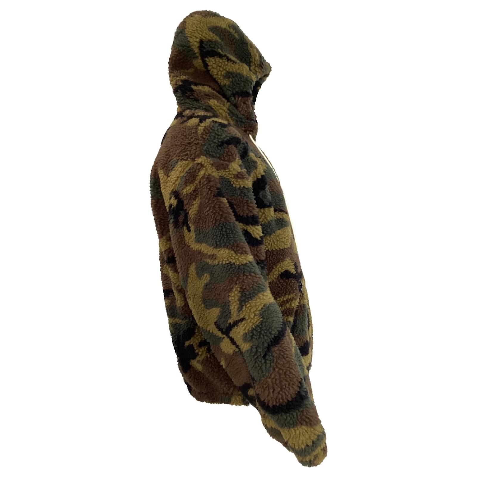 Céline Celine Camouflage Print Logo-Embroidered Fleece Hoodie in