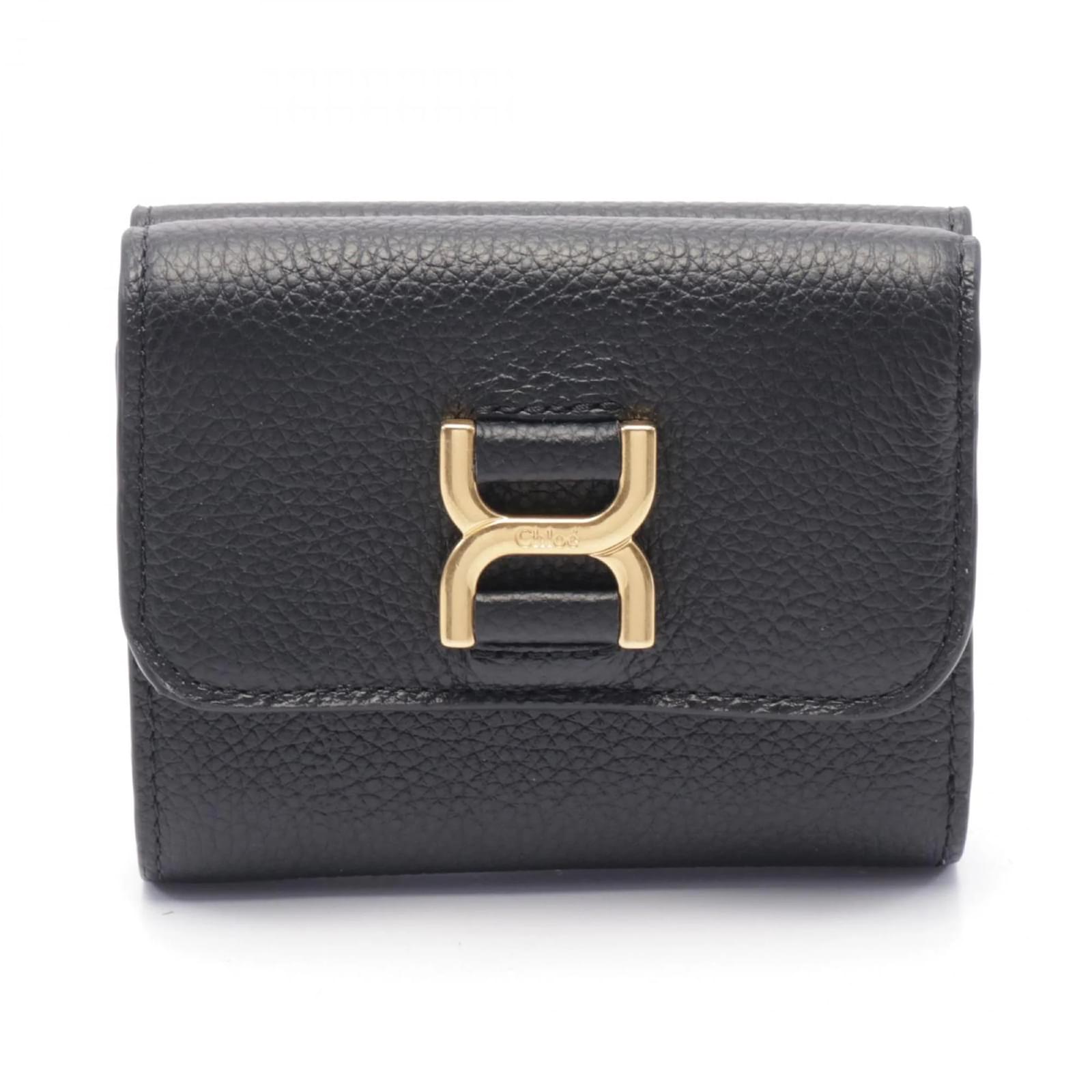 Chloé MARCIE Small Trifold Wallet Black Leather ref.1948725