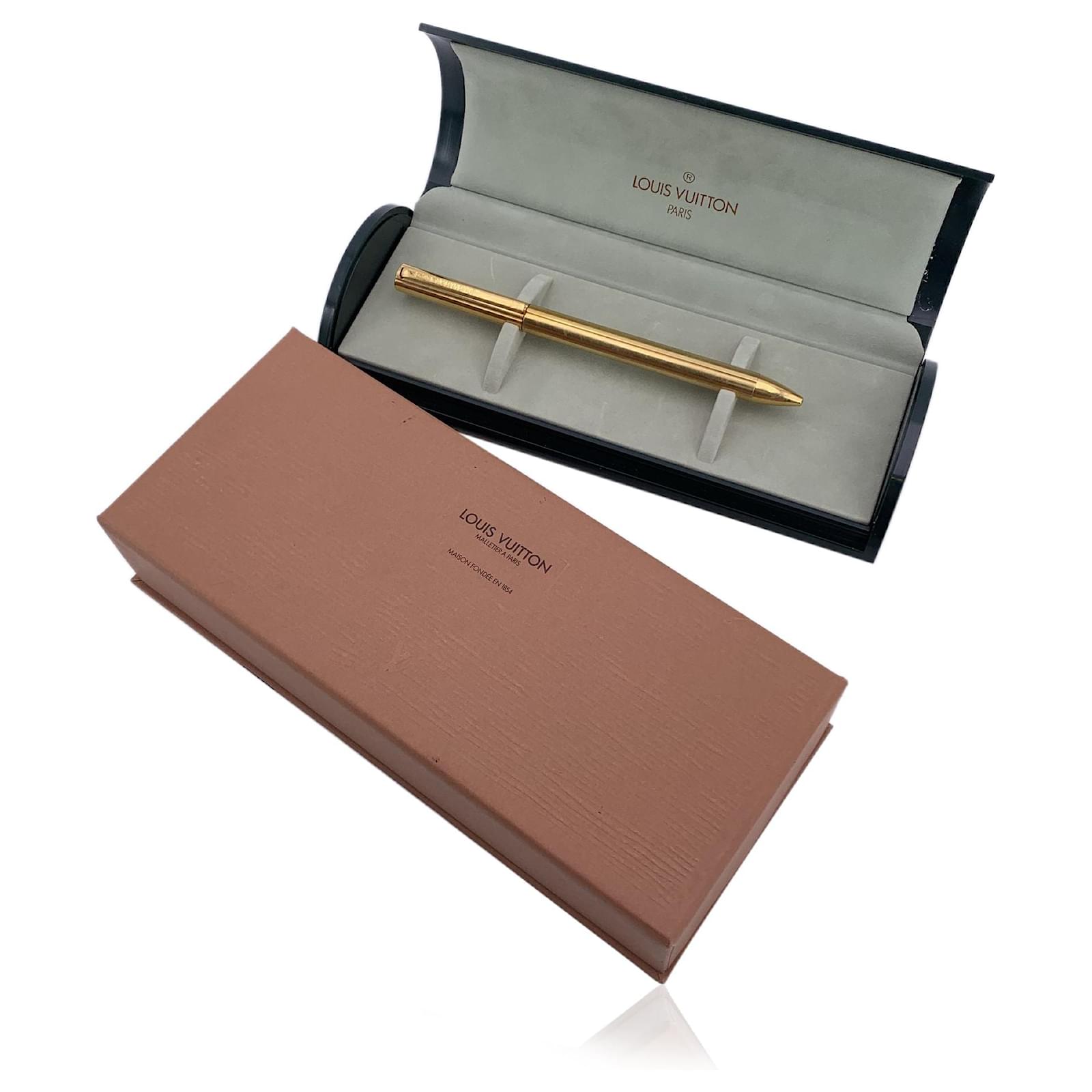 LOUISVUITTON ルイビトン　VINTAGE ゴールドボールペン Louis Vuitton Vintage Gold Metal Engraved Ballpoint Pen with Case