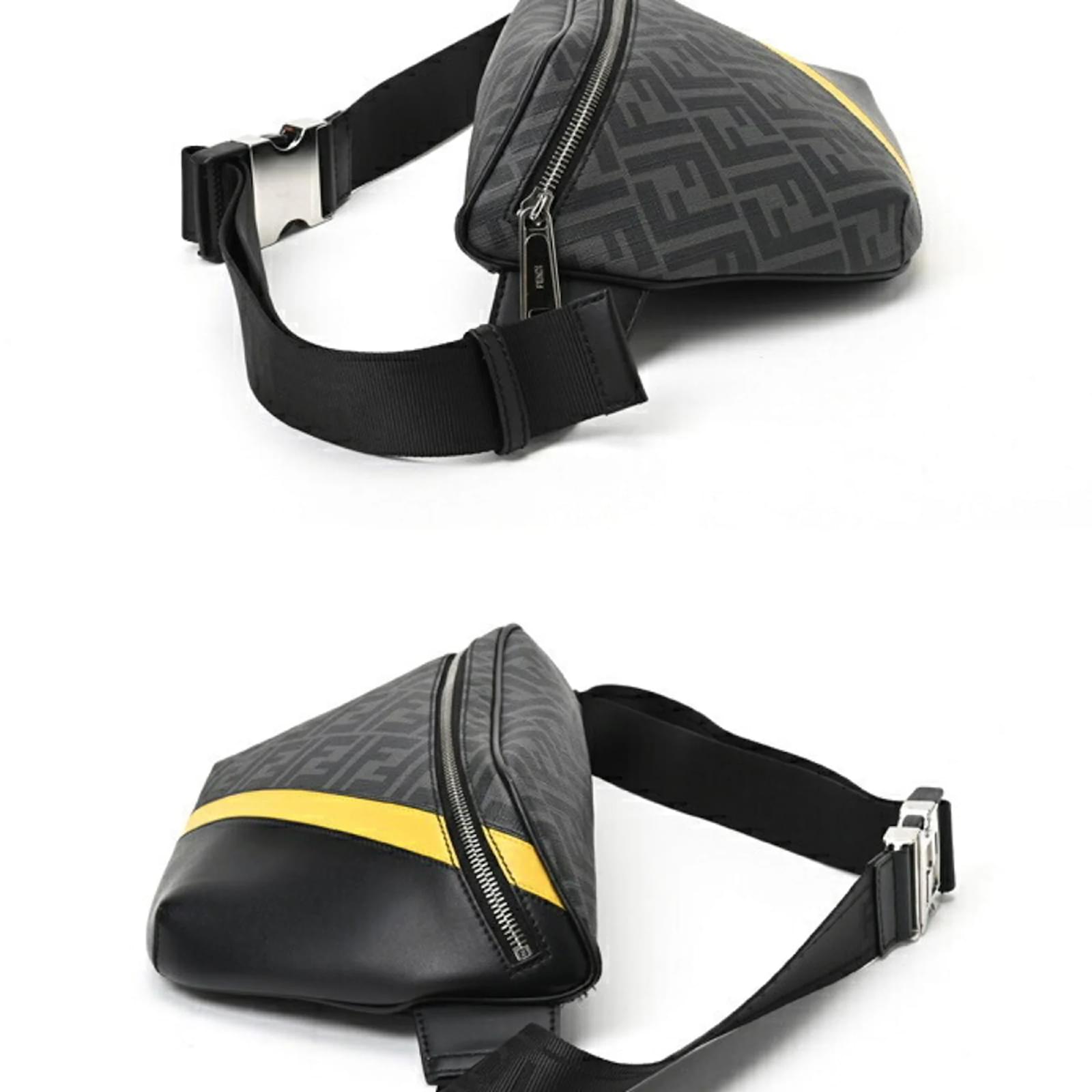 Fendi Diagonal Gürteltasche Braun Leder Tuch Joli Closet