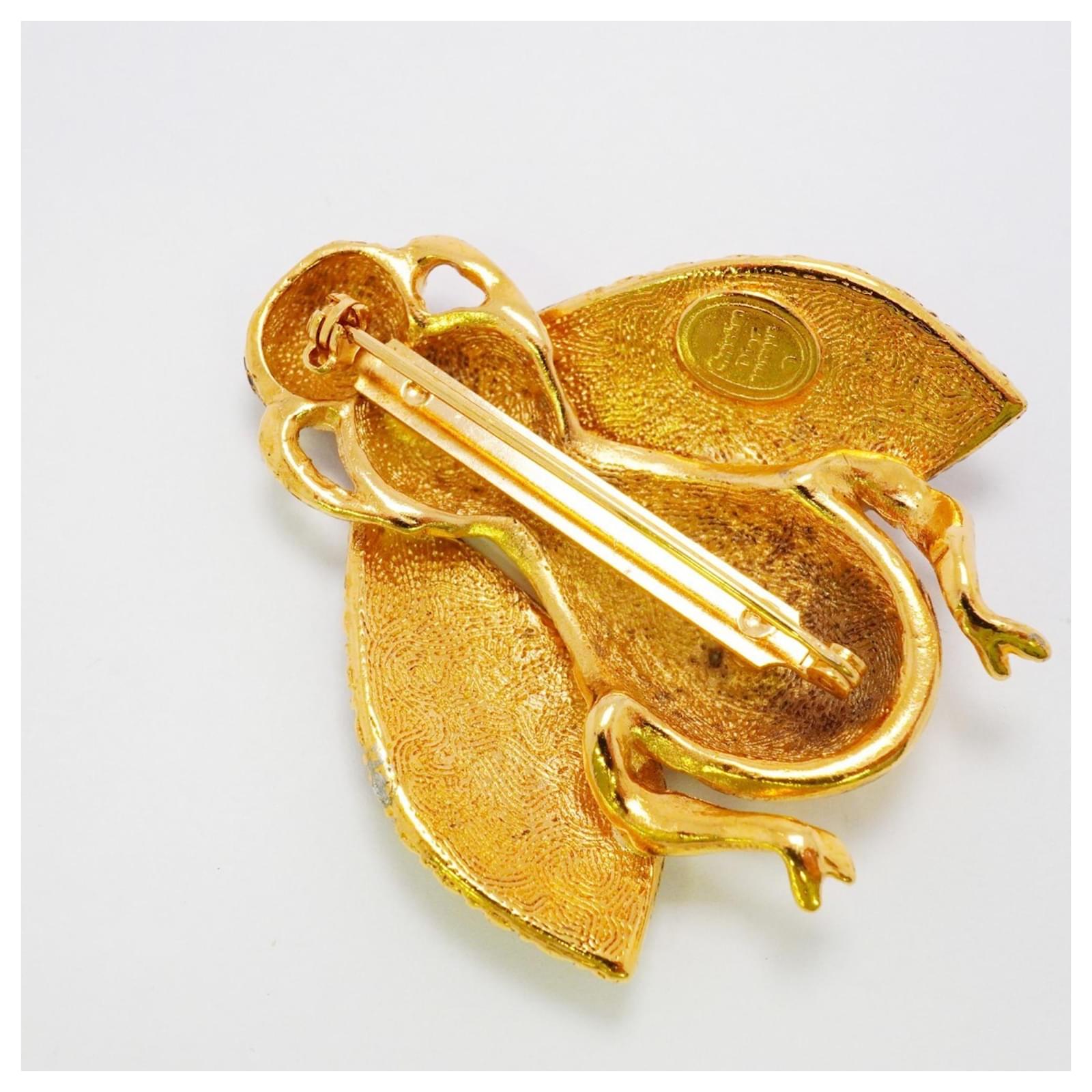 Christian Dior Gold Plated Bee Motif Brooch Golden Gold-plated ref