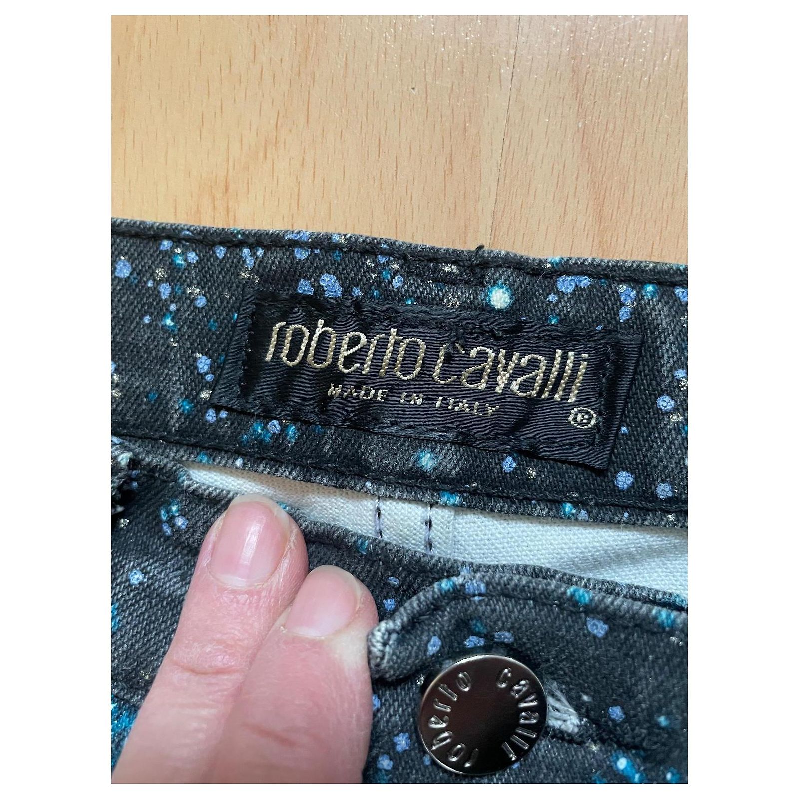 Roberto Cavalli Swarovski Crystal Embellished Jeans Blue Cotton 
