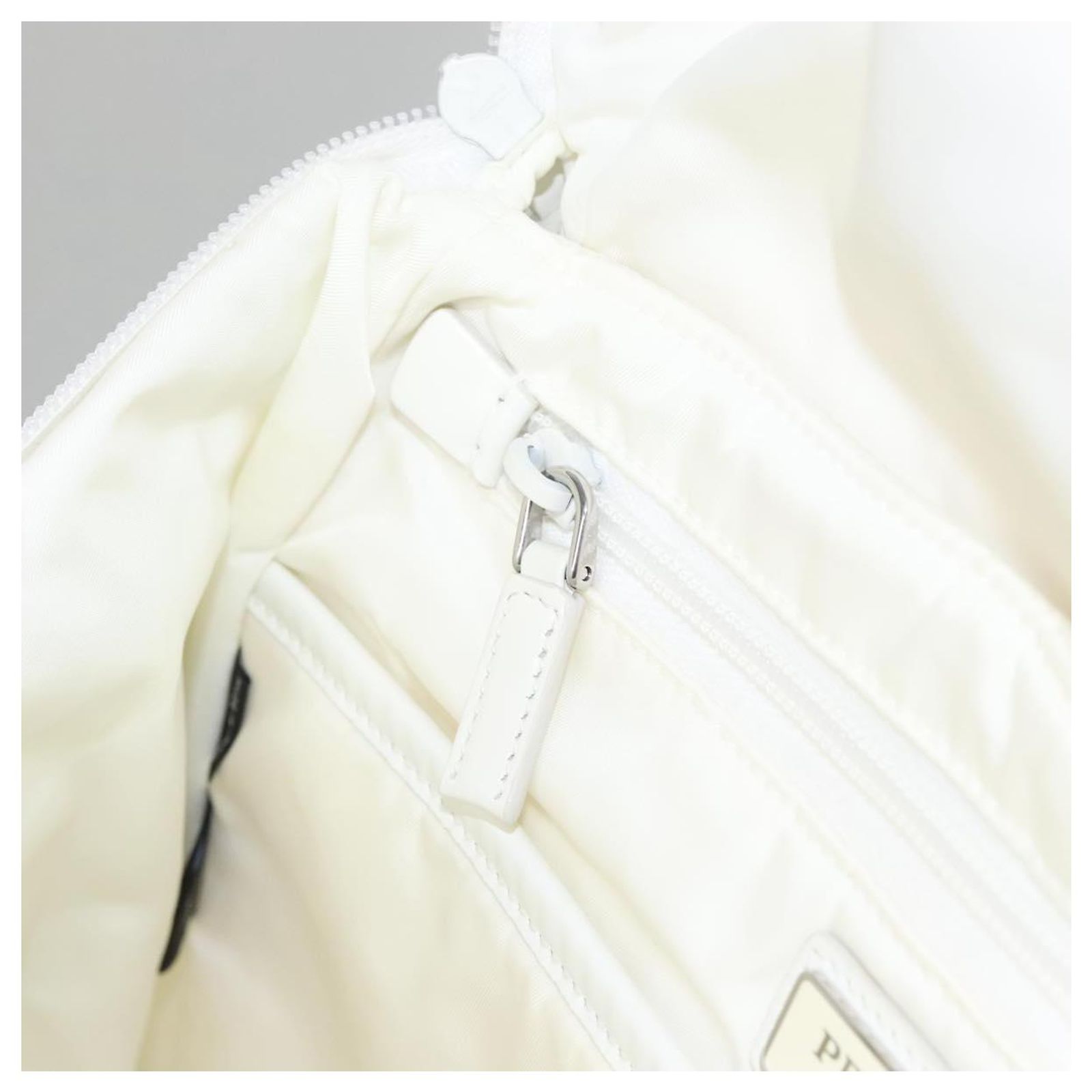 PRADA Backpack Nylon White Silver Auth 105813 Silvery ref 