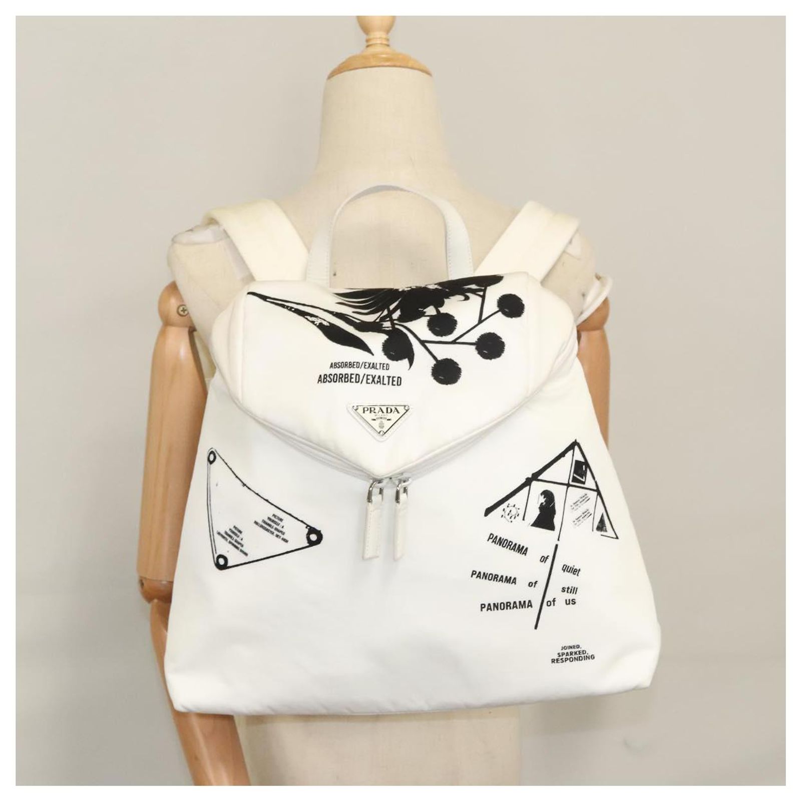 PRADA Backpack Nylon White Silver Auth 105813V PRADA Backpack Nylon White Silver Auth 134573 | eBay main image 4