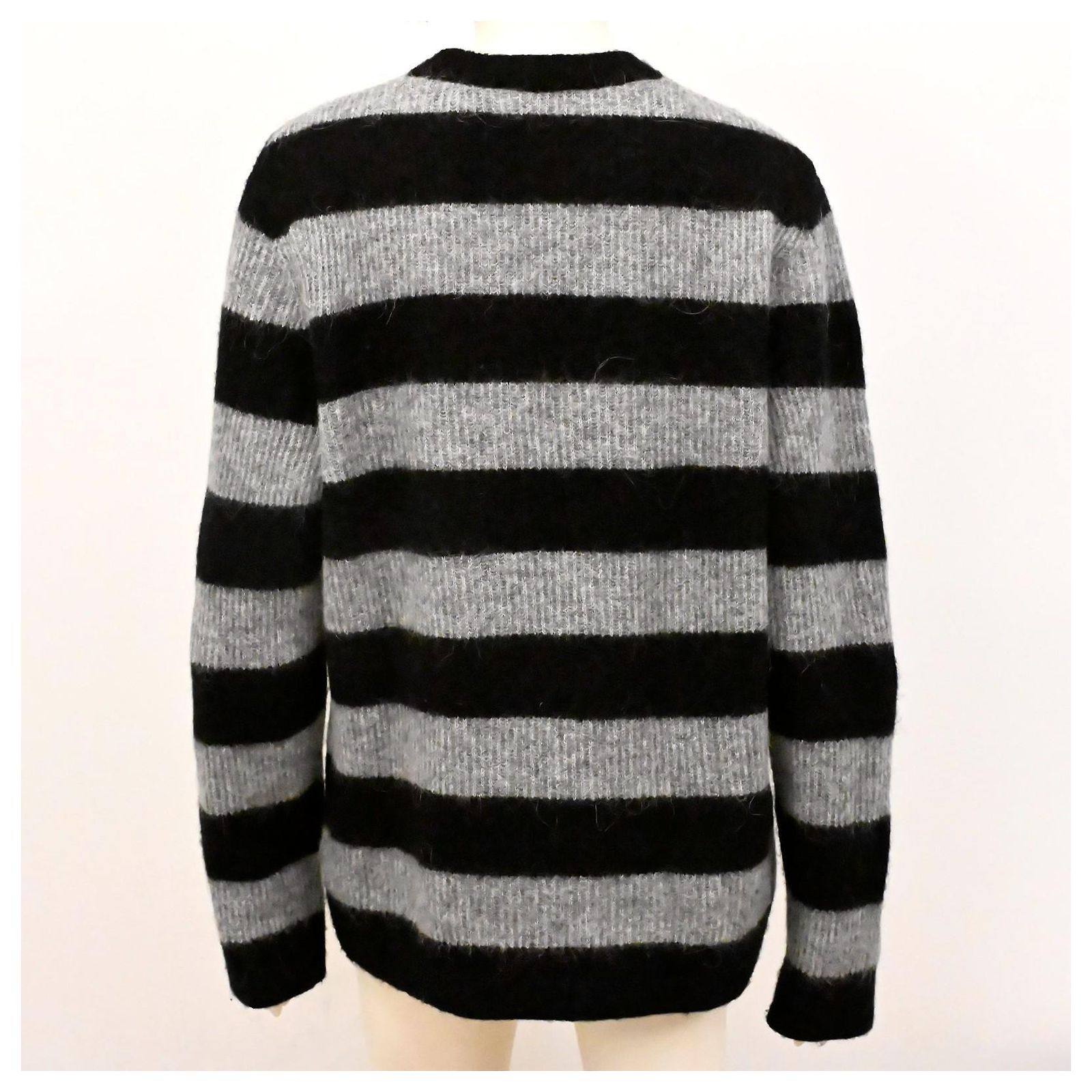 Pull COS Femme Noir Gris Et Blanc Taille S - Occasion Très Bon état - Coton Col Rond