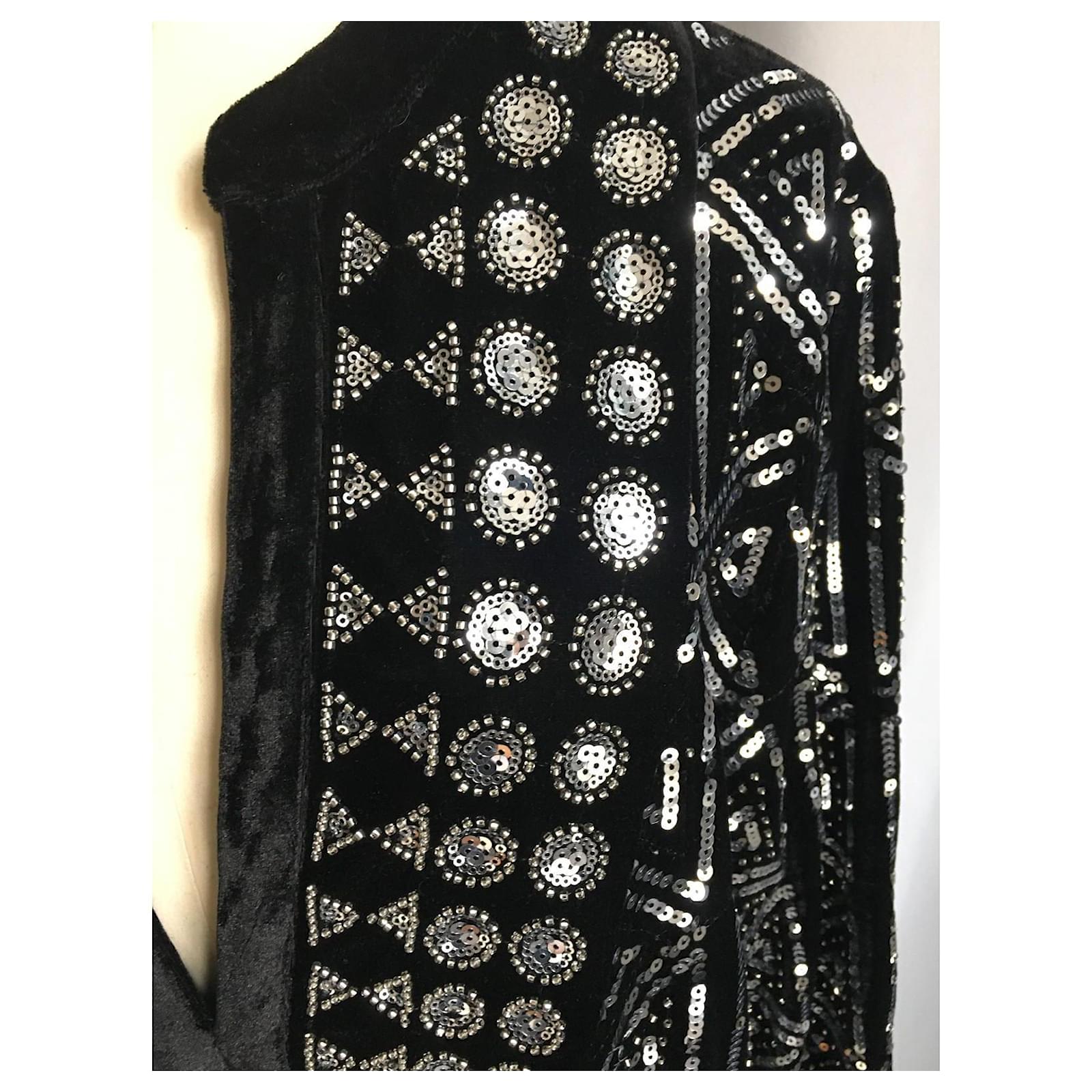 ZARA Evening dress black velvet with glass attributes and sequins new size  XXL Polyester ref.1964798 - Joli Closet
