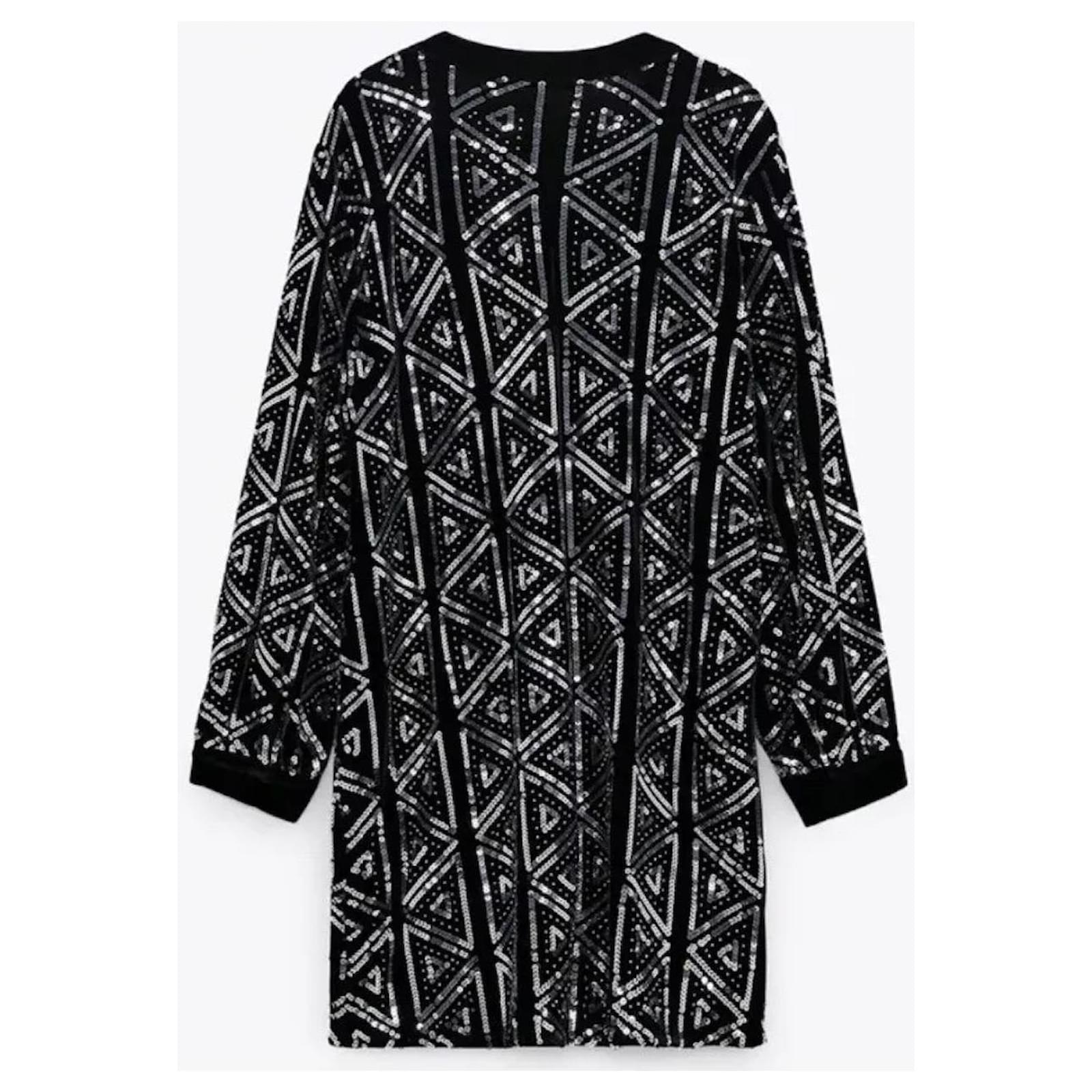 ZARA Evening dress black velvet with glass attributes and sequins new size  XXL Polyester ref.1964798