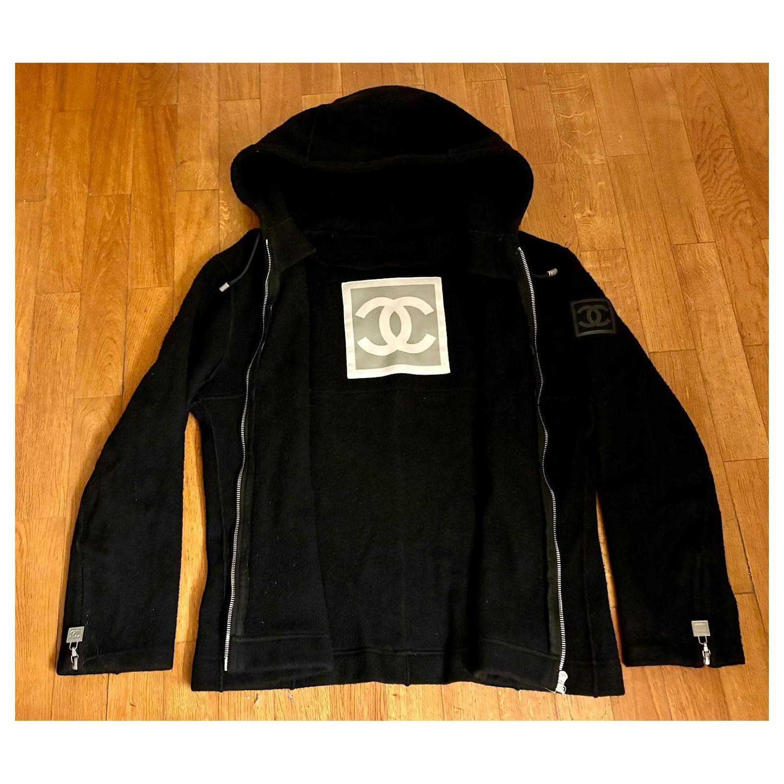 Vintage Chanel Sport Line zip hoodie, 38 EU Black Dark grey Silver