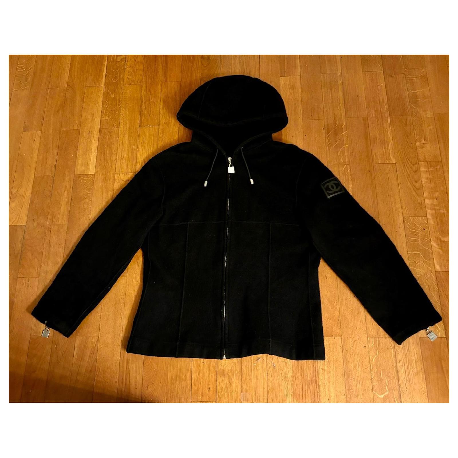 Vintage Chanel Sport Line zip hoodie, 38 EU Black Dark grey Silver