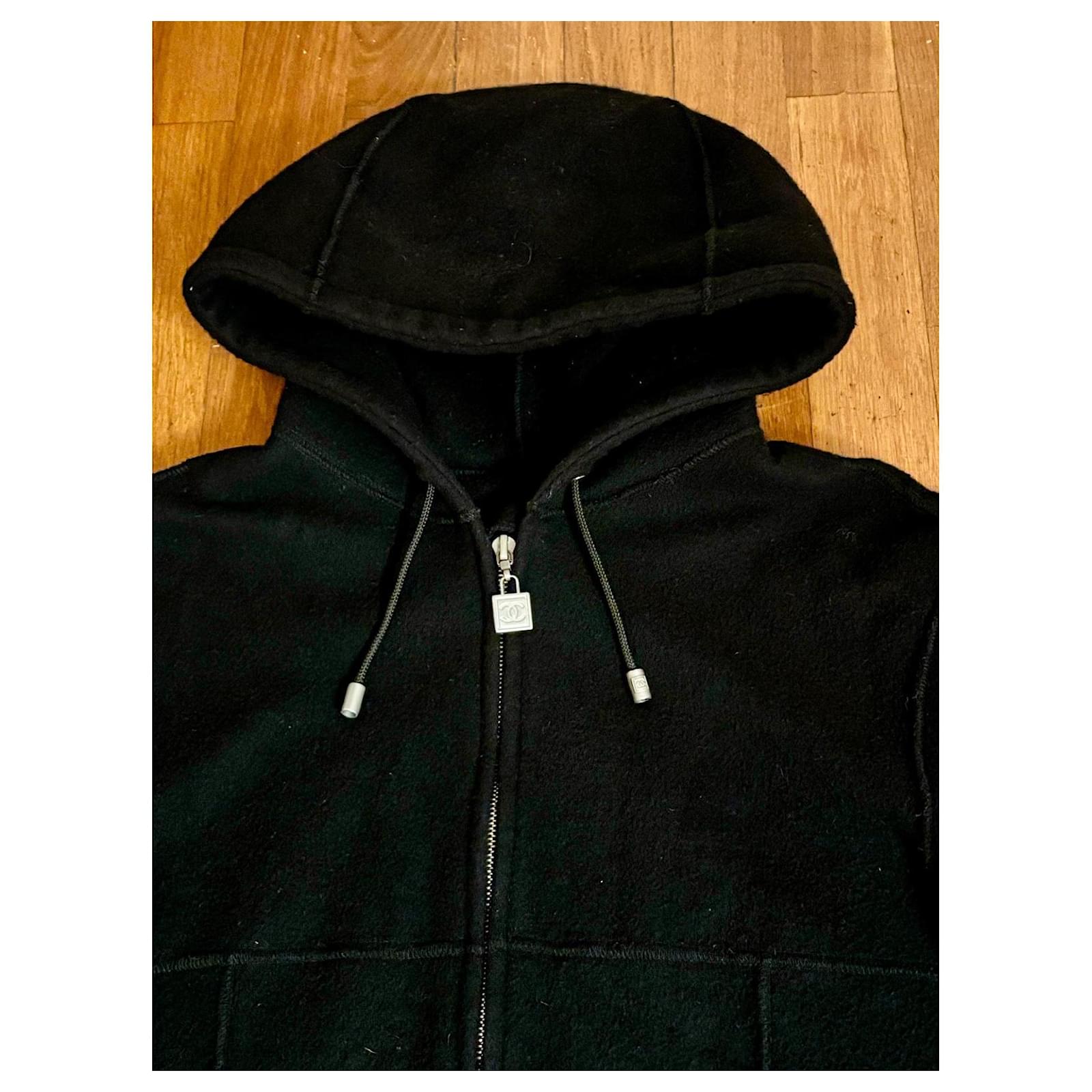 Vintage Chanel Sport Line zip hoodie, 38 EU Black Dark grey Silver