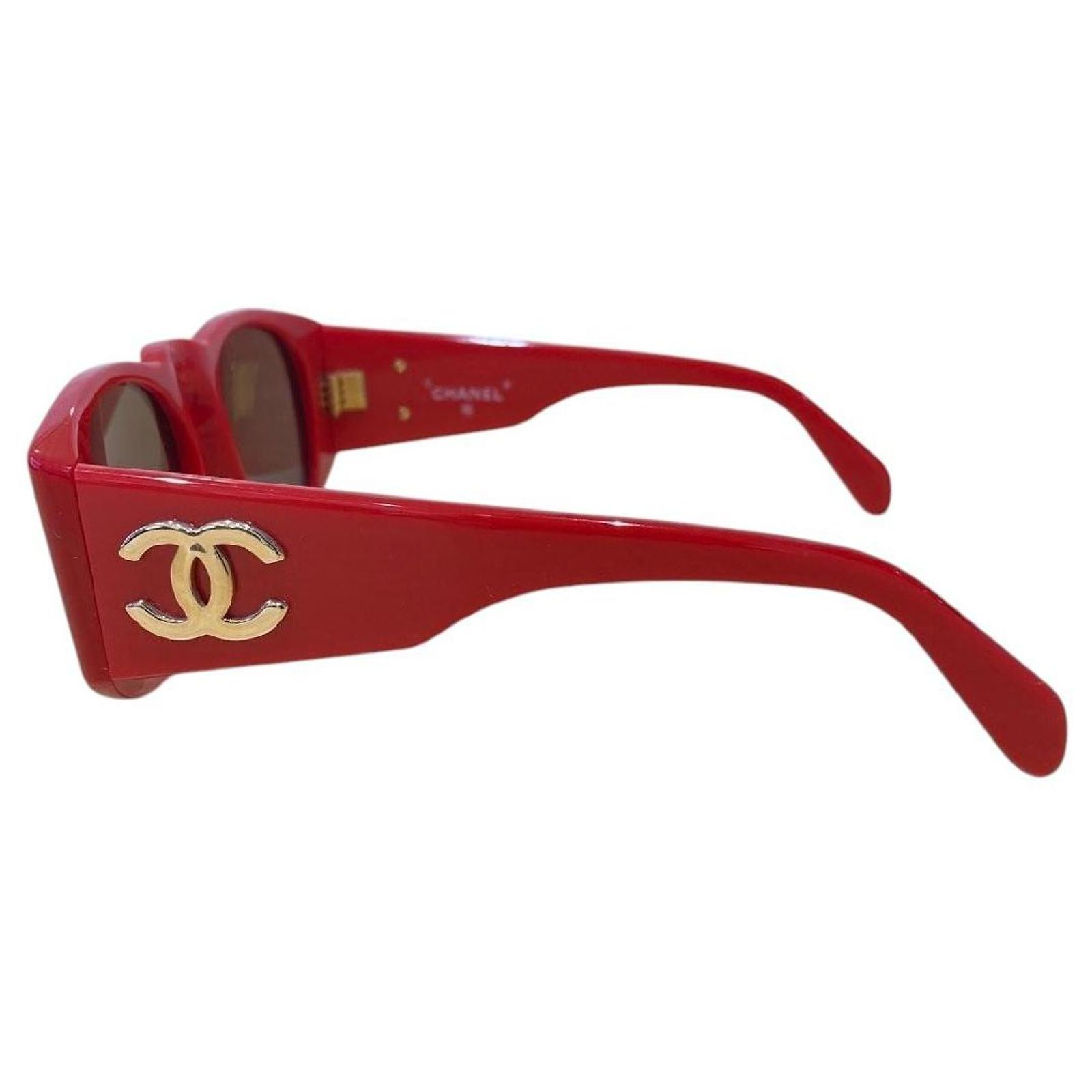 Chanel Runway Coral Red Gold Vintage 90s Sunglasses 0004 40  display picture 1