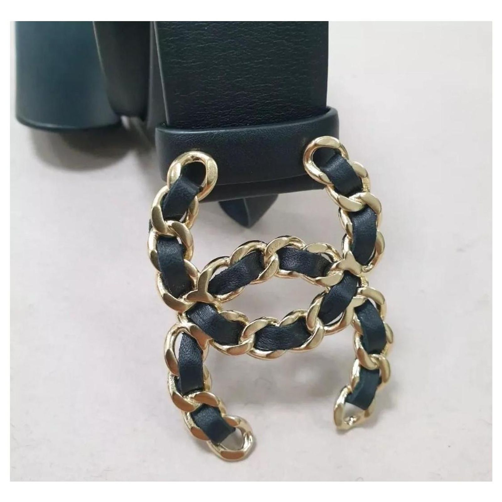 Chanel Black Lambskin Chain CC Belt CHANEL Lambskin Ruched Chain CC Belt 95 38 Black main image 3