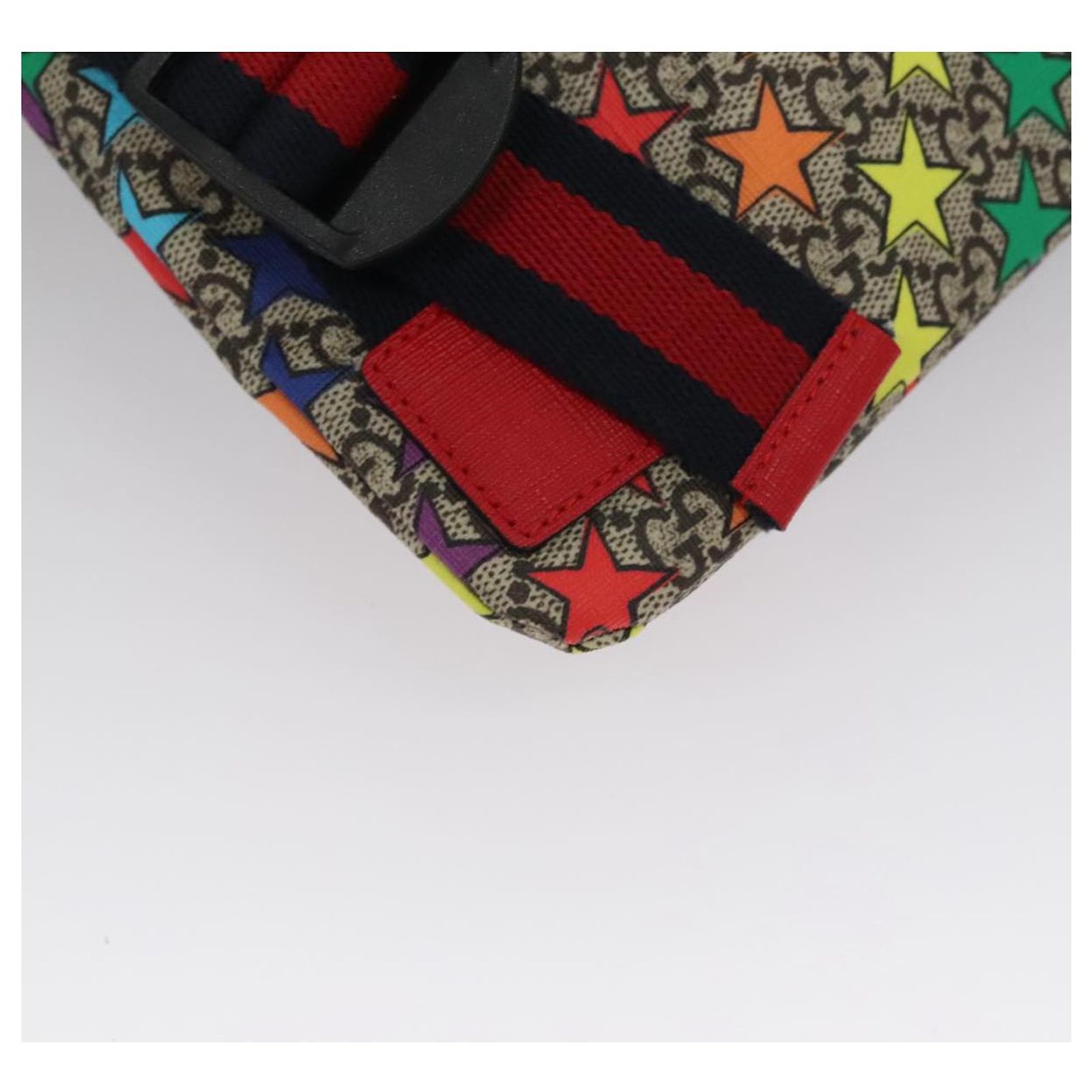 GUCCI GG Supreme Sherry Line Backpack PVC Beige Multicolor 550775 Auth 108606V GUCCI GG Supreme Sherry Line Backpack PVC Beige Rainbow  main image 2