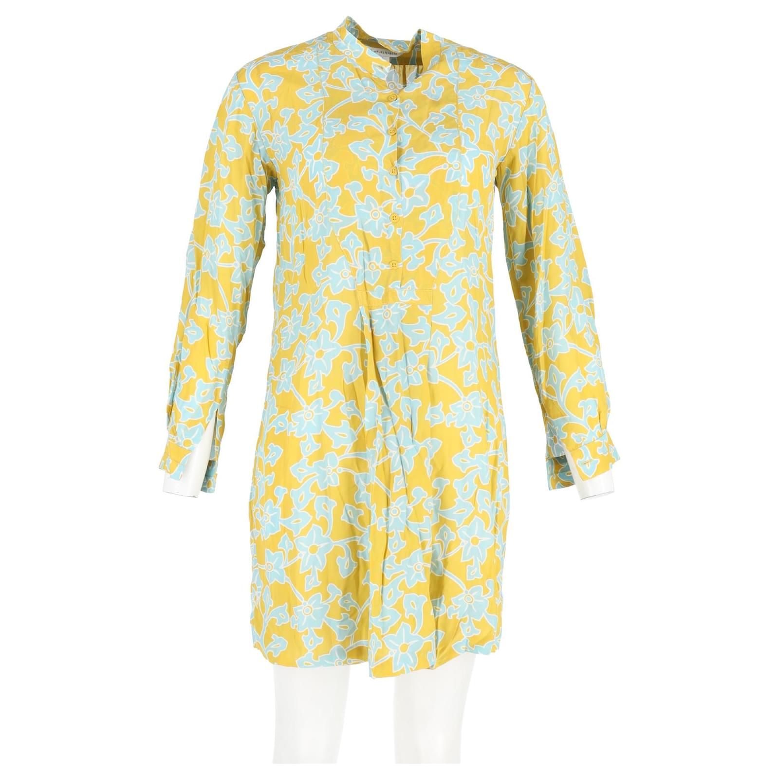 Diane von Furstenberg Floral Shirt Dress in Yellow Cotton ref.1969707 -  Joli Closet