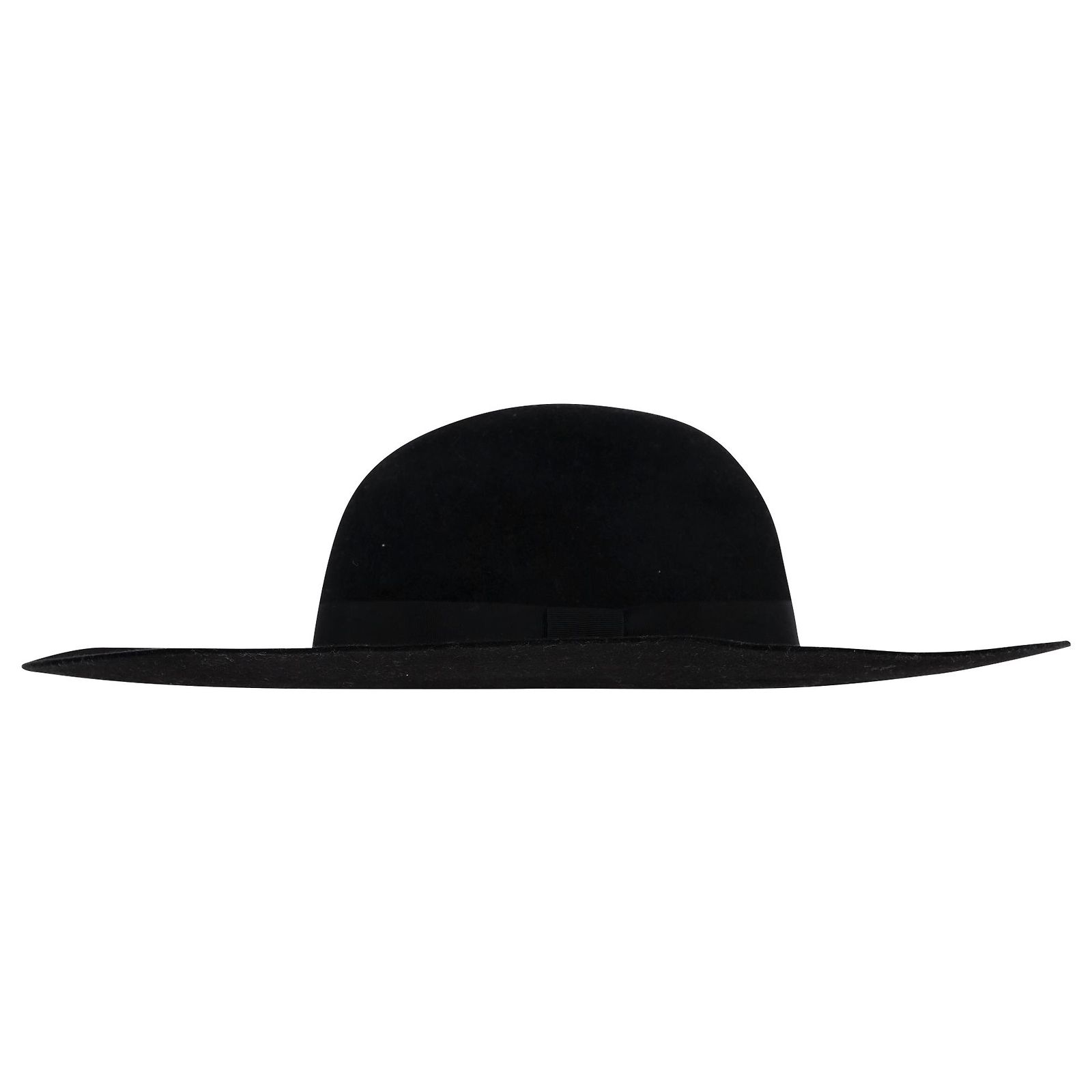Saint Laurent Ribbon Band Flat Brim Hat in Black Wool ref  display picture 1