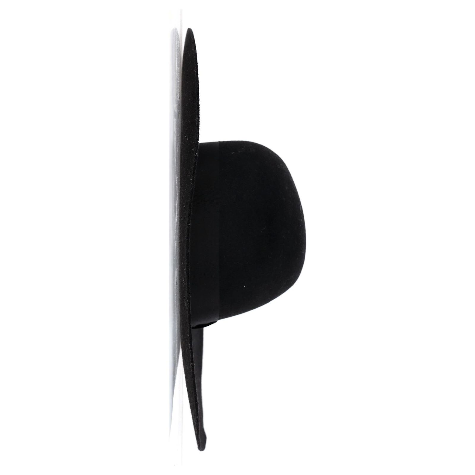 Saint Laurent Ribbon Band Flat Brim Hat in Black Wool Saint Laurent Women main image 2