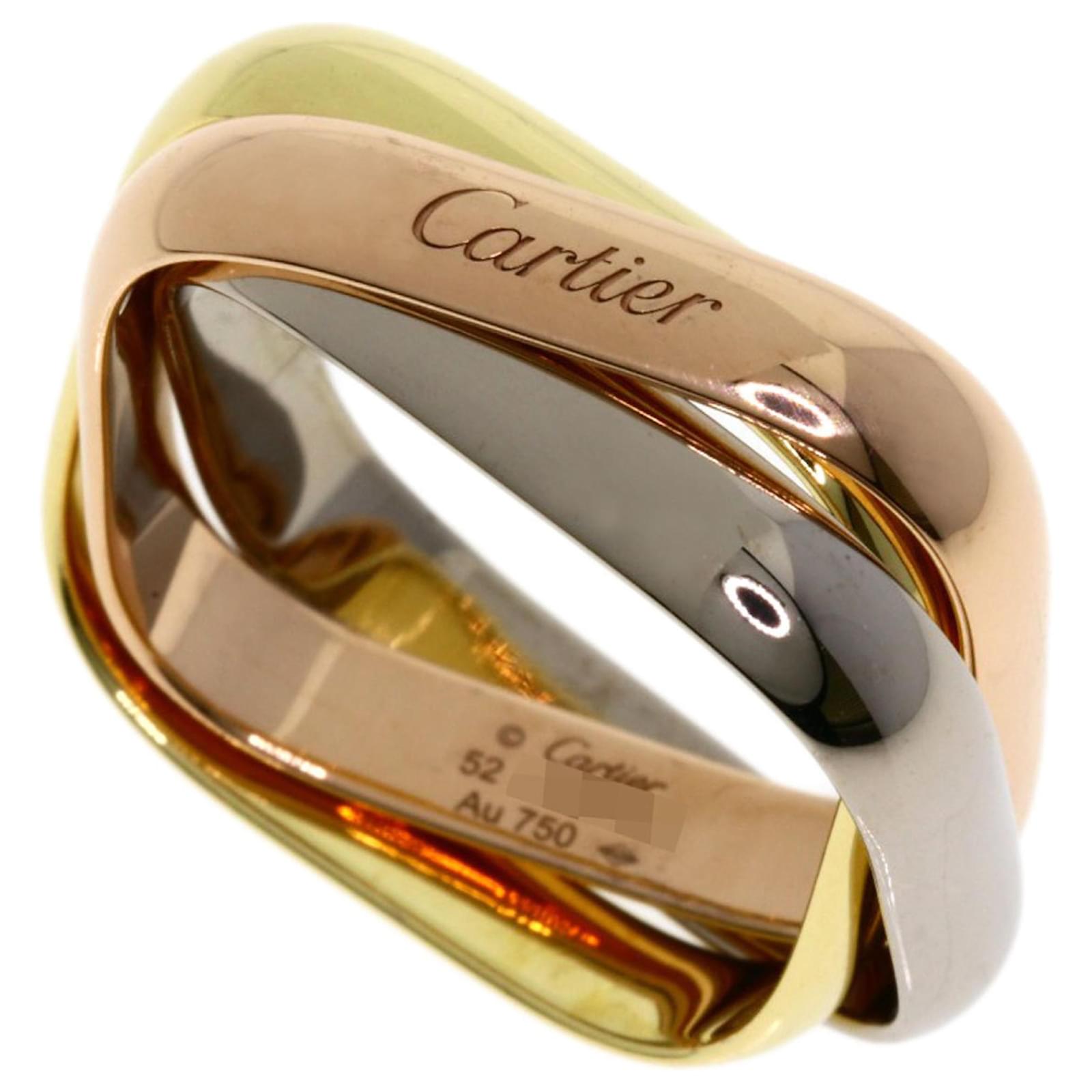 Bague coussin Trinity de Cartier Or blanc Or jaune Or rose Doré
