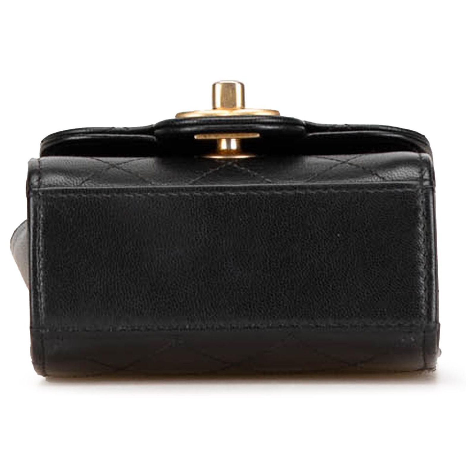 Chanel Black Mini Goatskin Chic Pearls Clutch On Chain Leather ref ...