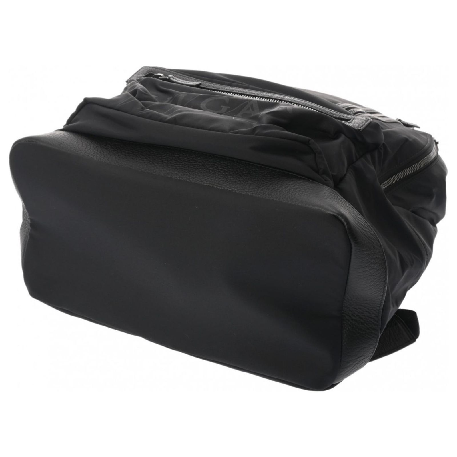 BVLGARI VTG 90s RARE Discontinued Black Leather Nylon Backpack [Authentic] — OS Bvlgari, A black  main image 2