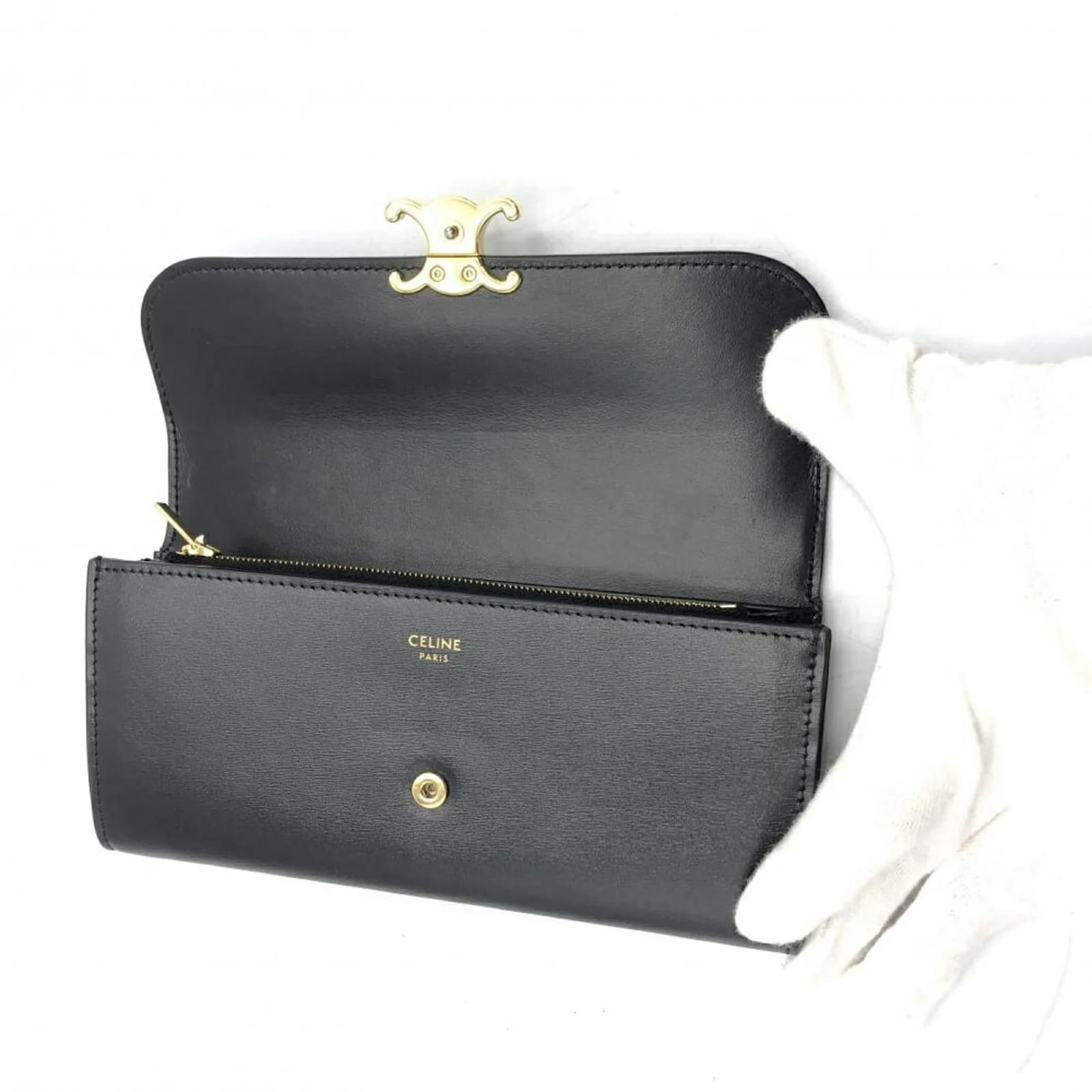 【美品】CELINE Large Flap Wallet CELINE Large Flap Multifunction Leather Wallet Red-US