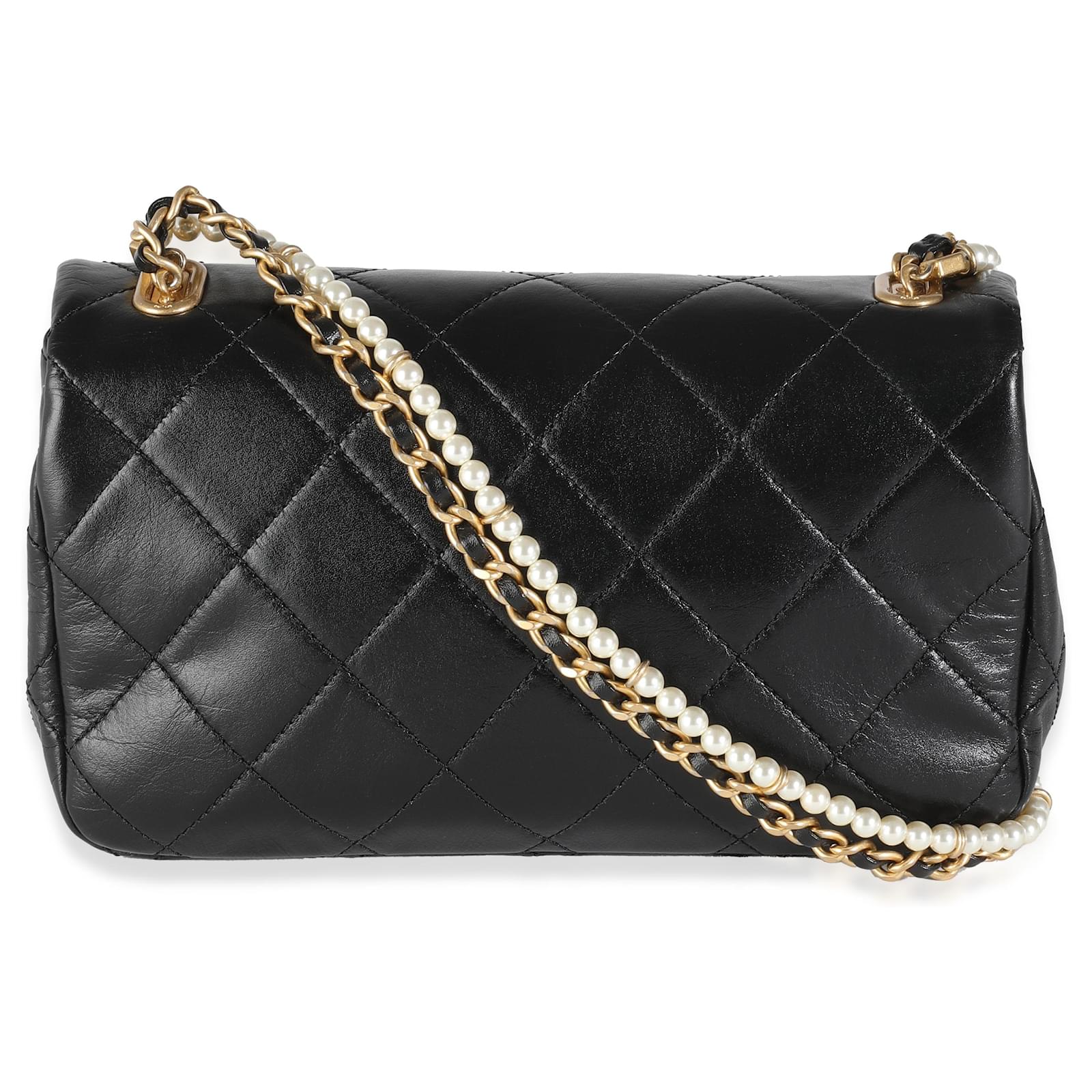 Classique Sac à rabat mini en cuir d'agneau matelassé noir avec - Main Image