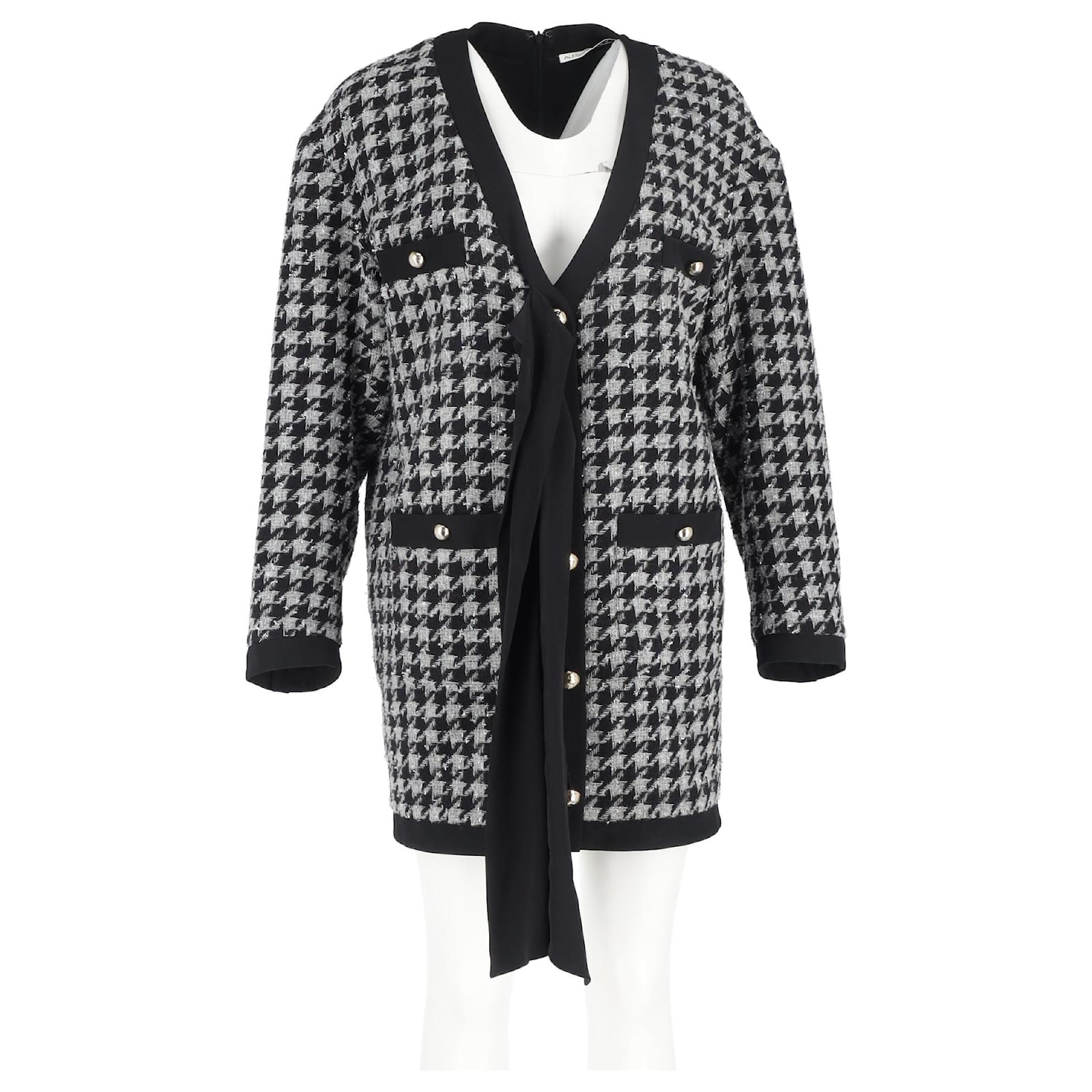 Robe mini en pied-de-poule Alessandra Rich en polyamide noir et