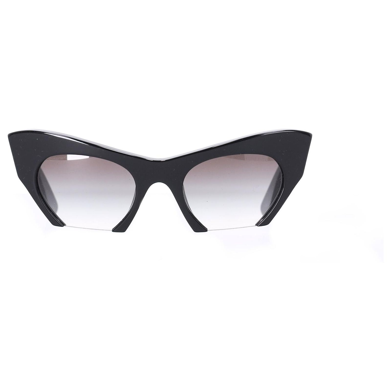 Miu Miu SMU 10OS Semi Rimless Cat Eye Sunglasses in Black  display picture 1