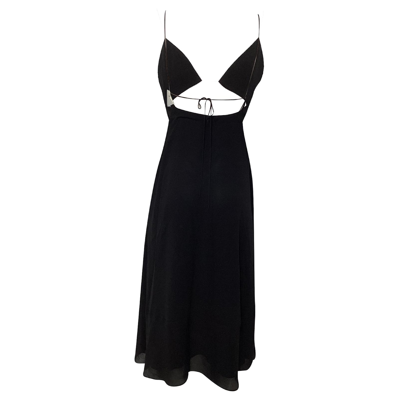 Saint Laurent Cut Out Midi Backless Dress in Black Viscose Cellulose fibre  ref.1985032 - Joli Closet