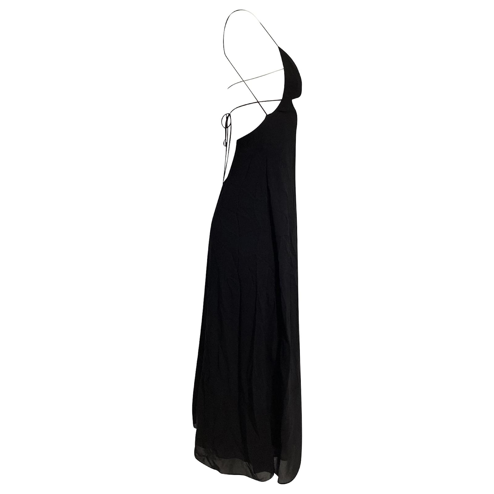 Saint Laurent Cut Out Midi Backless Dress in Black Viscose Cellulose fibre  ref.1985032 - Joli Closet