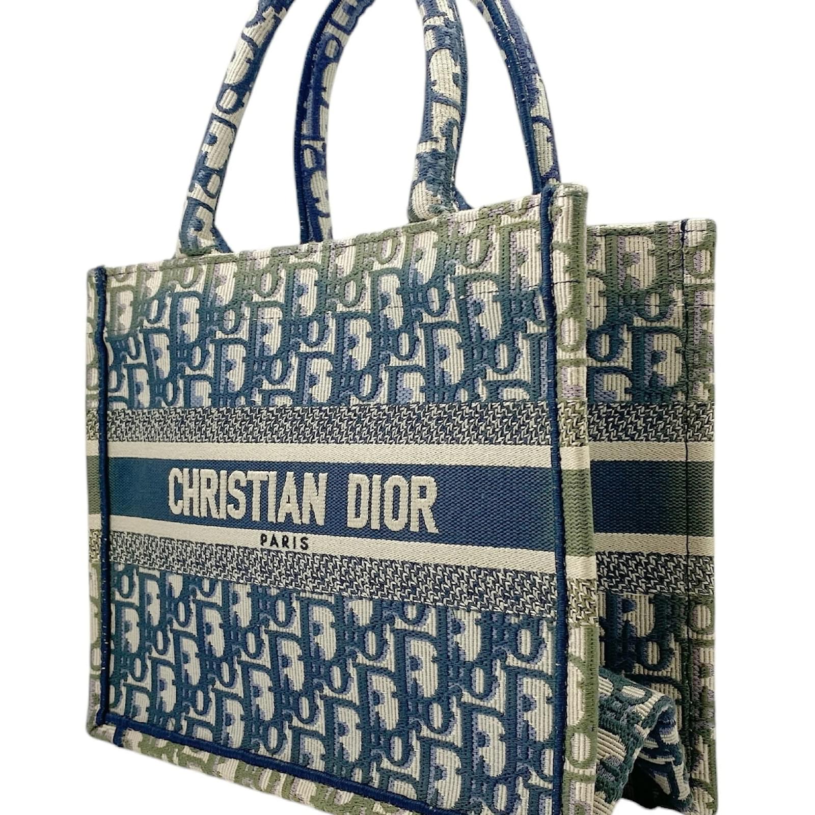 Christian Dior Small Canvas Tote Bag Pink Khaki Navy blue Cloth