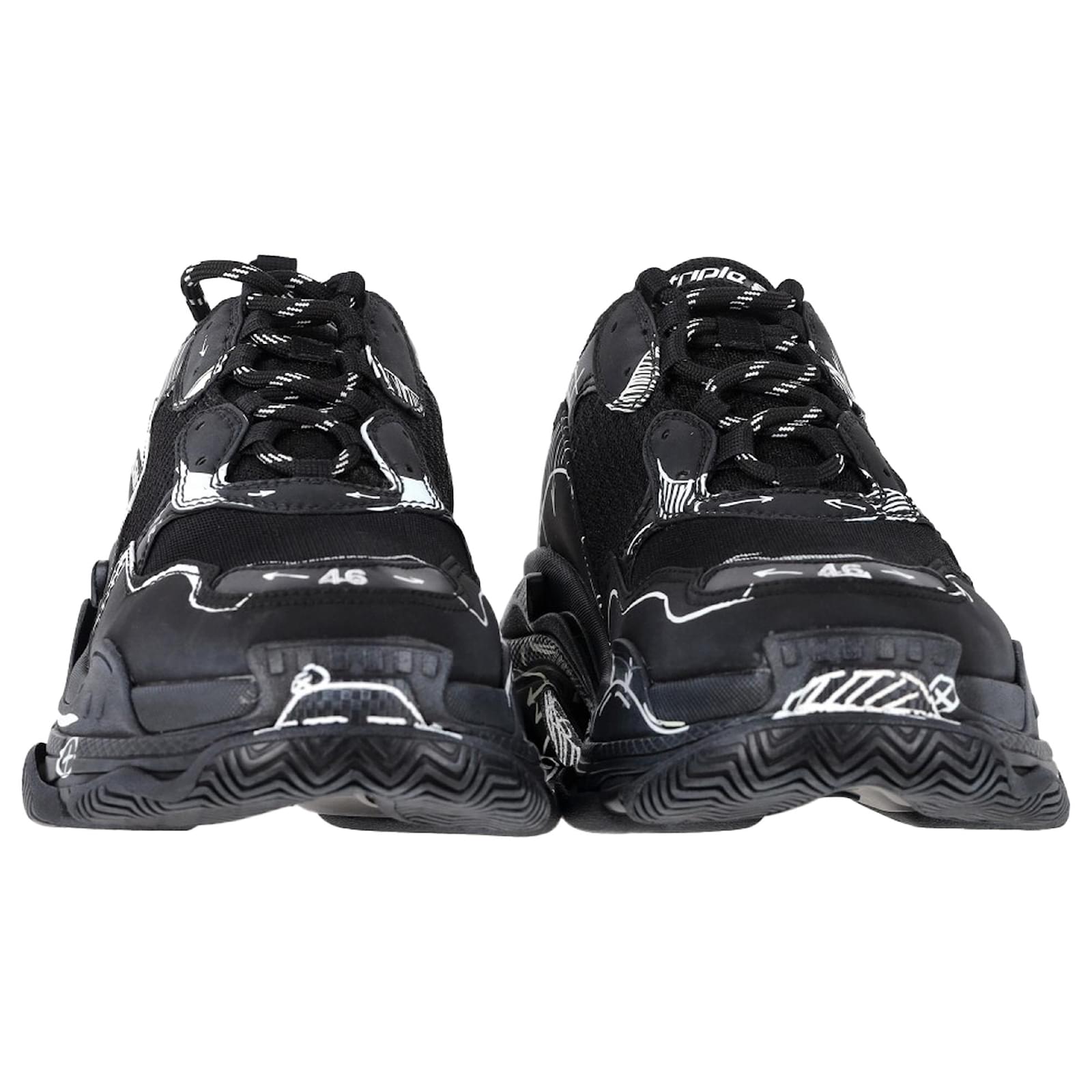 Balenciaga Triple S Sketch in Black and White Polyurethane Plastic