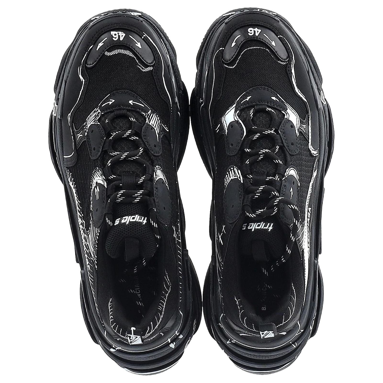 Balenciaga Triple S Sketch in Black and White Polyurethane Plastic