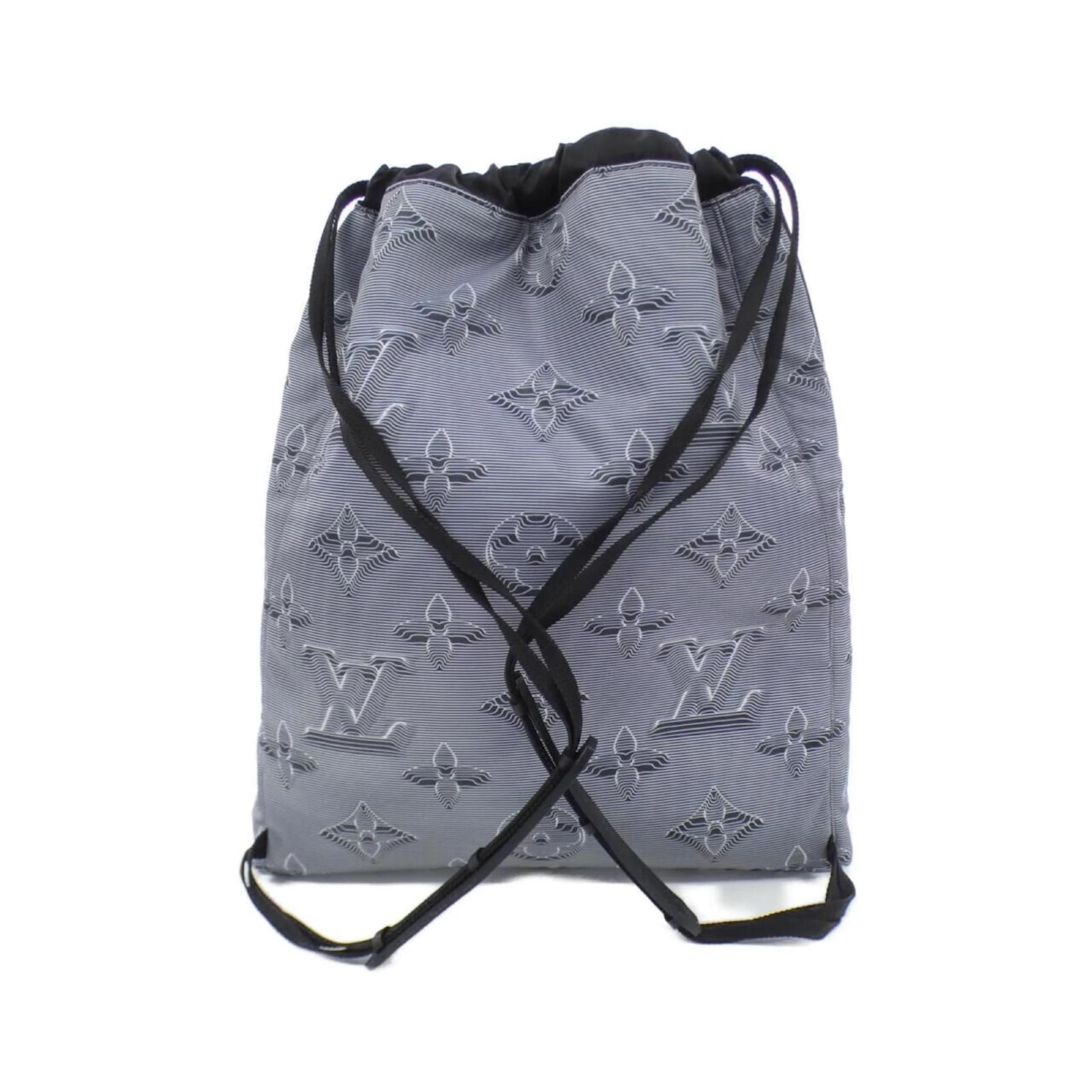 Louis Vuitton 2054 Drawstring Backpack Black Grey Cloth  ref.1991159