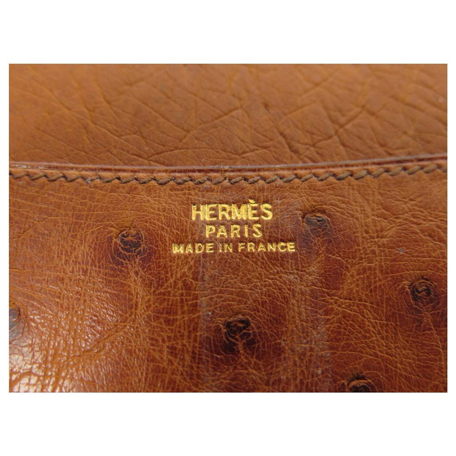 Couvre Carnet/agenda En Cuir Marron Effet Patte D'autruche - Occasion - Doublure Cuir