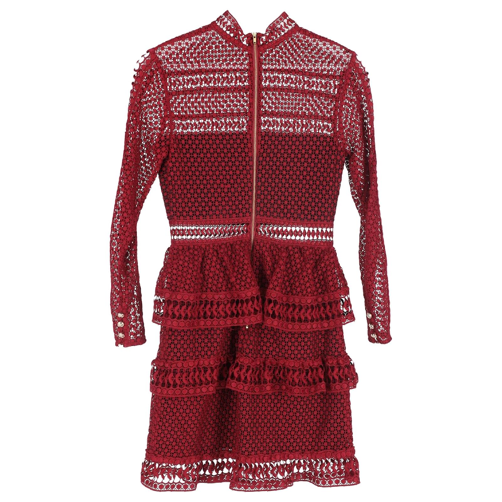 chinese dress ladies Self-Portrait - Burgundy Lace Satin Maxi Dress