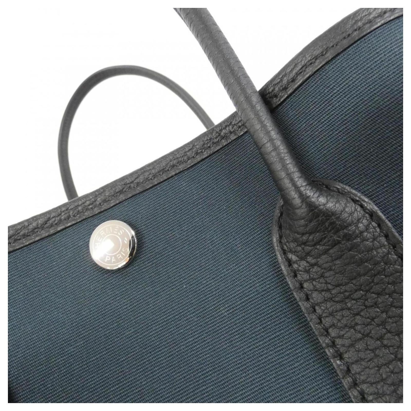Hermès Hermes Garden Party Handbag Black Light green Cloth ref.1998202 ...