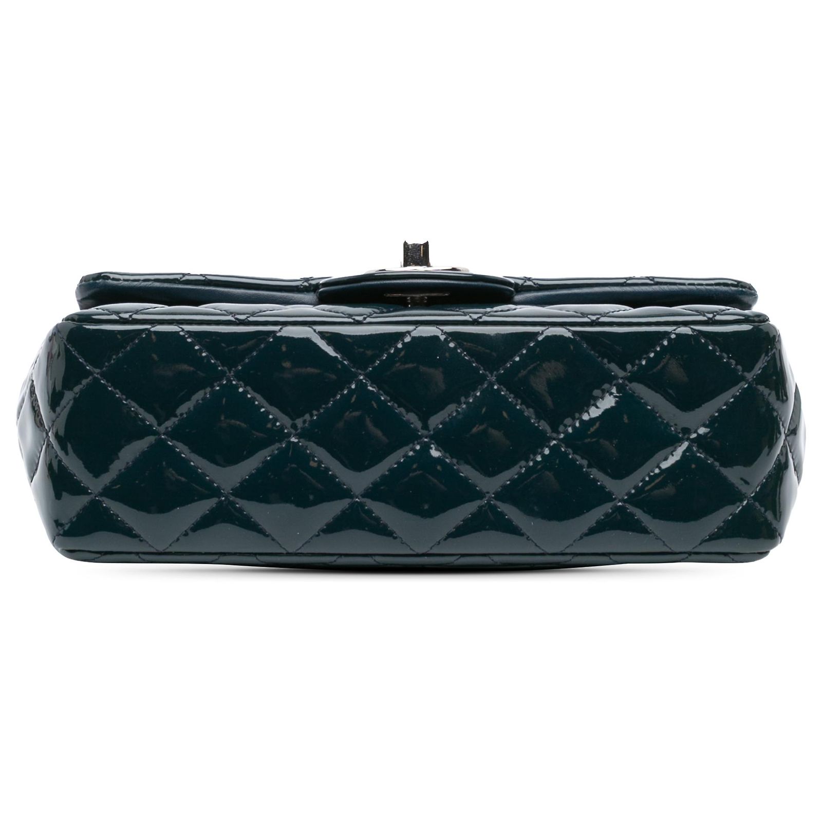 Chanel Blue Mini Rectangular Classic Patent Single Flap Navy blue ...