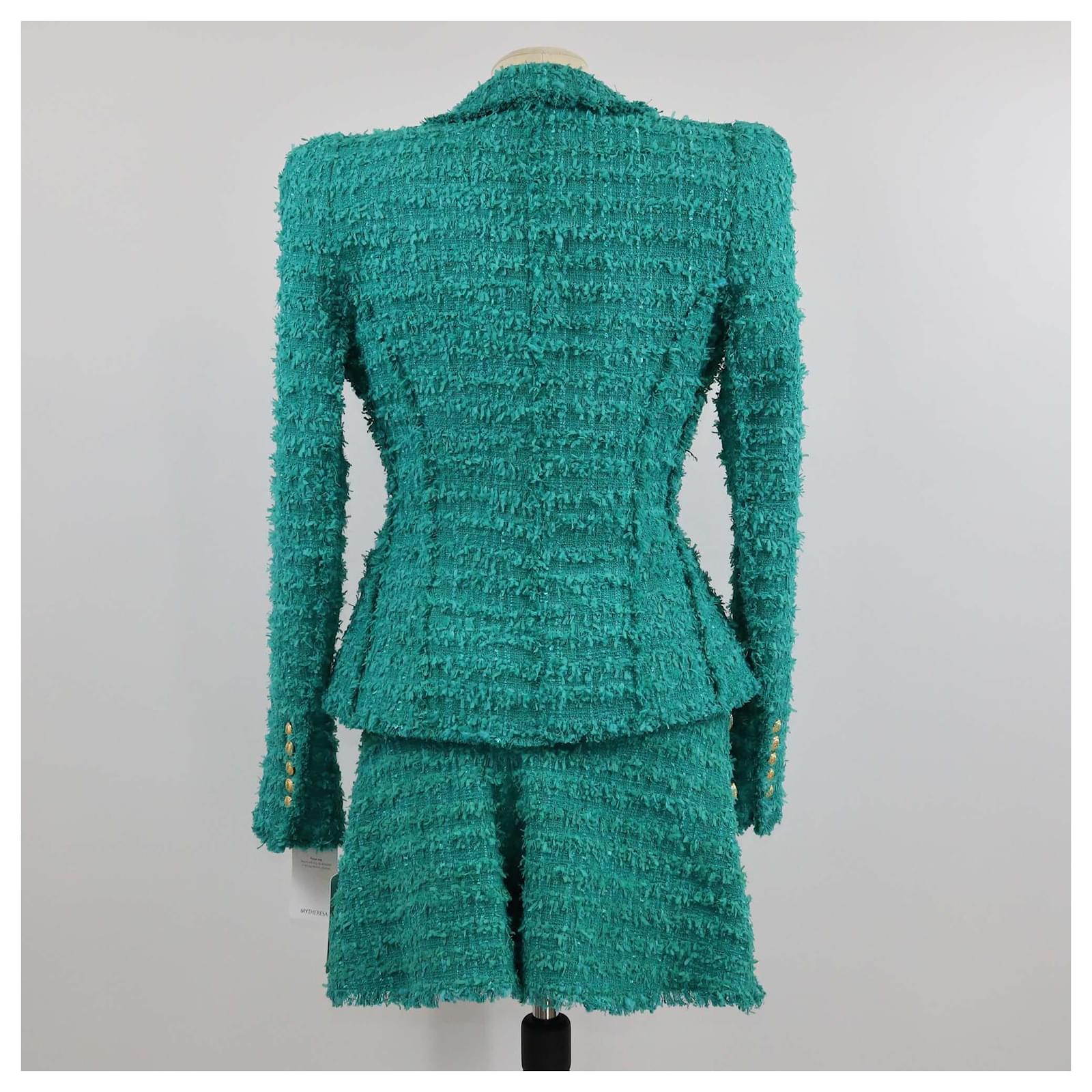 BALMAIN Trousers 36 Synthetic Green Joli Closet