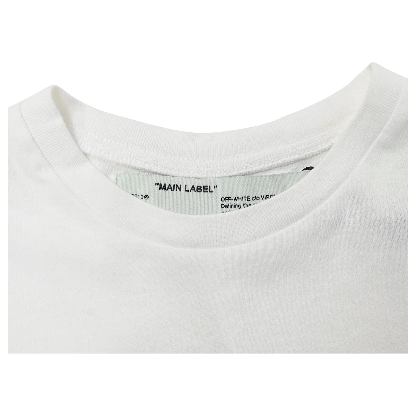 Off White Off-White Logo Detail T-shirt in White Cotton Cream ref