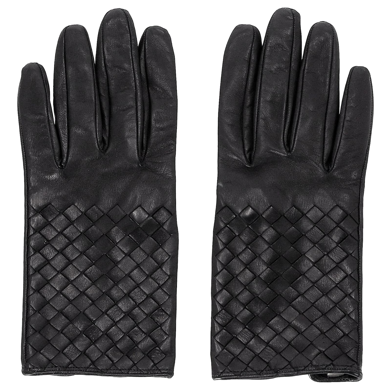 Bottega Veneta Intrecciato Gloves in Black Leather ref.2002093