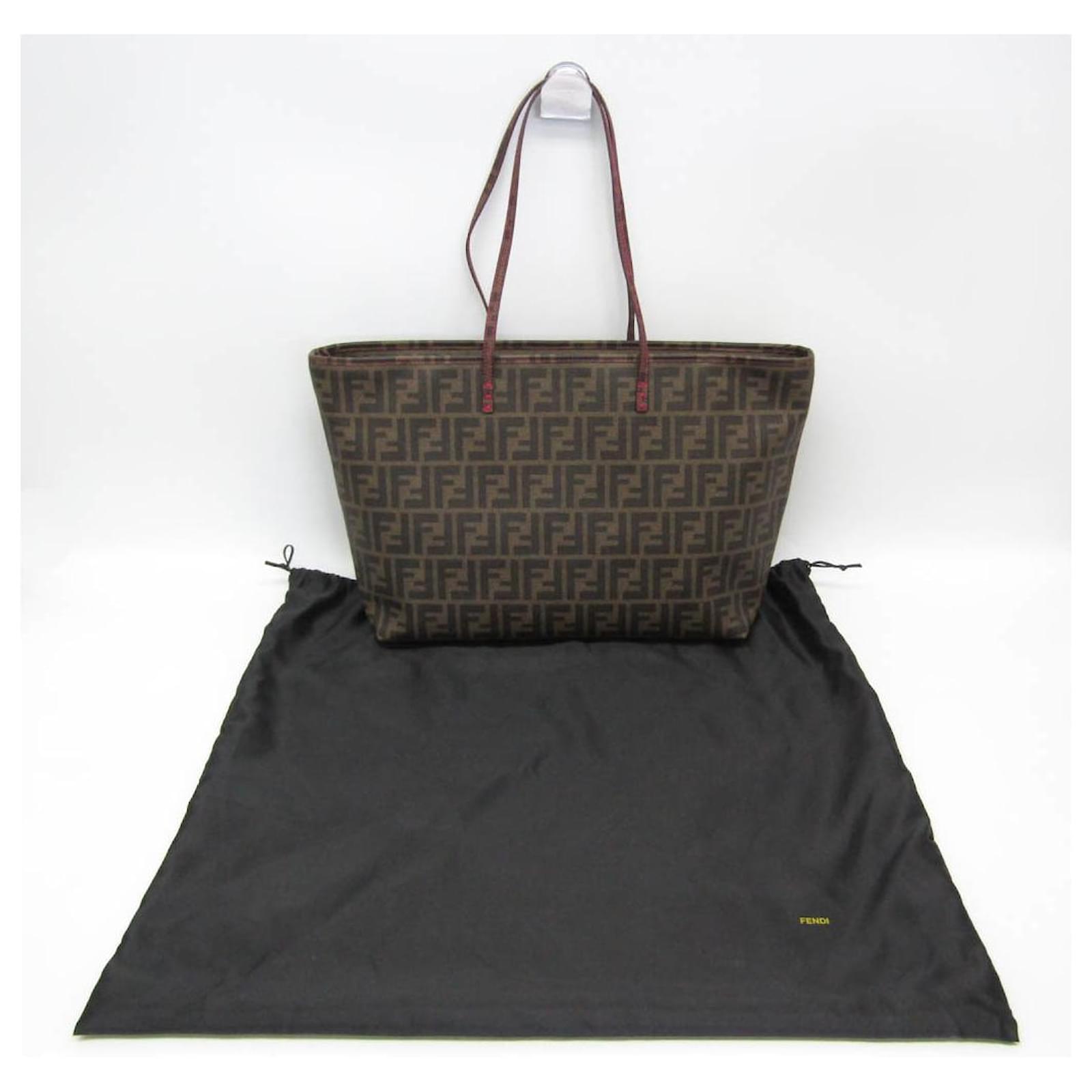 Borsa a spalla in PVC per donne Fendi Zucca Marrone Plastica ref