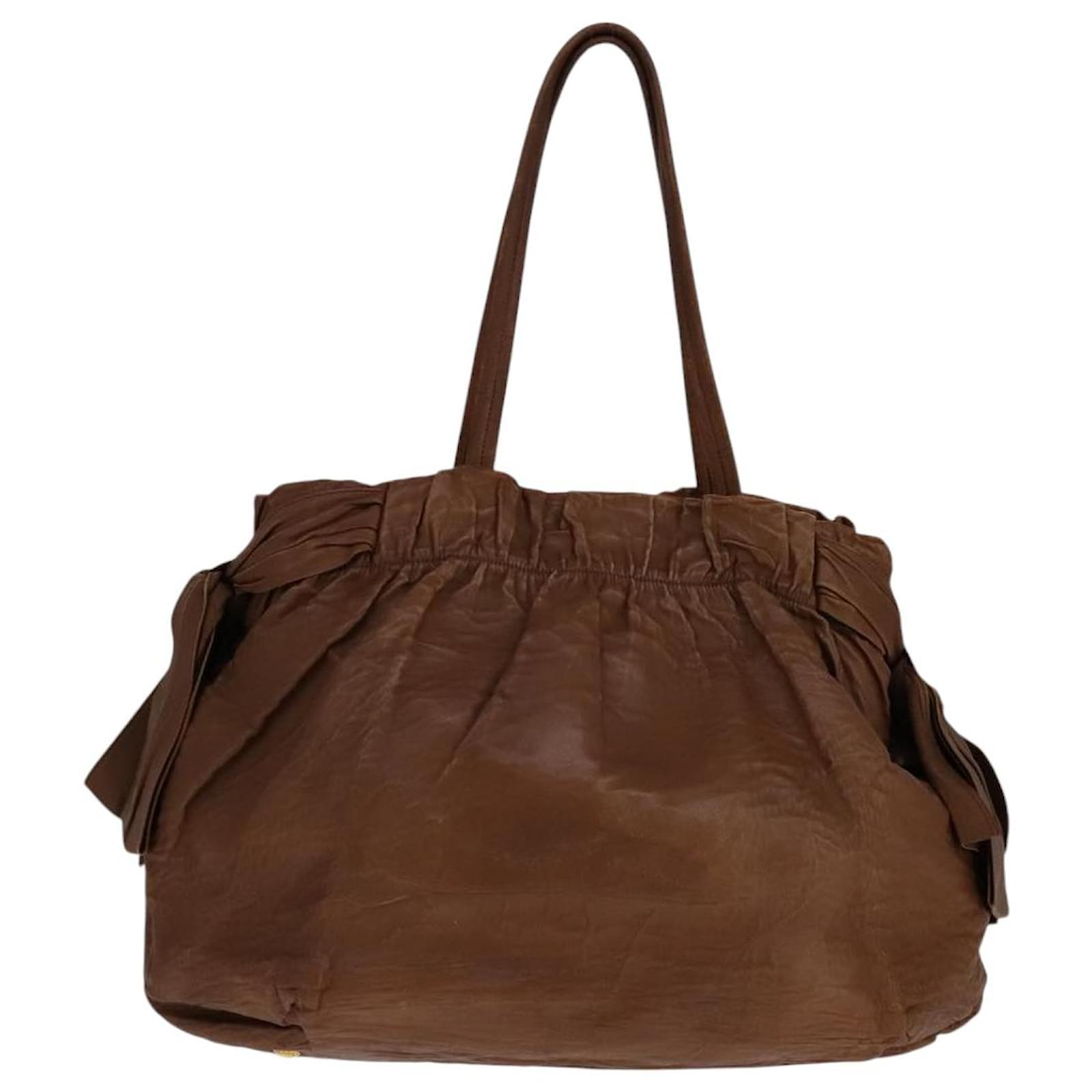 PRADA Tote Bag Leather 2way Brown Auth ki5372 ref.2008308