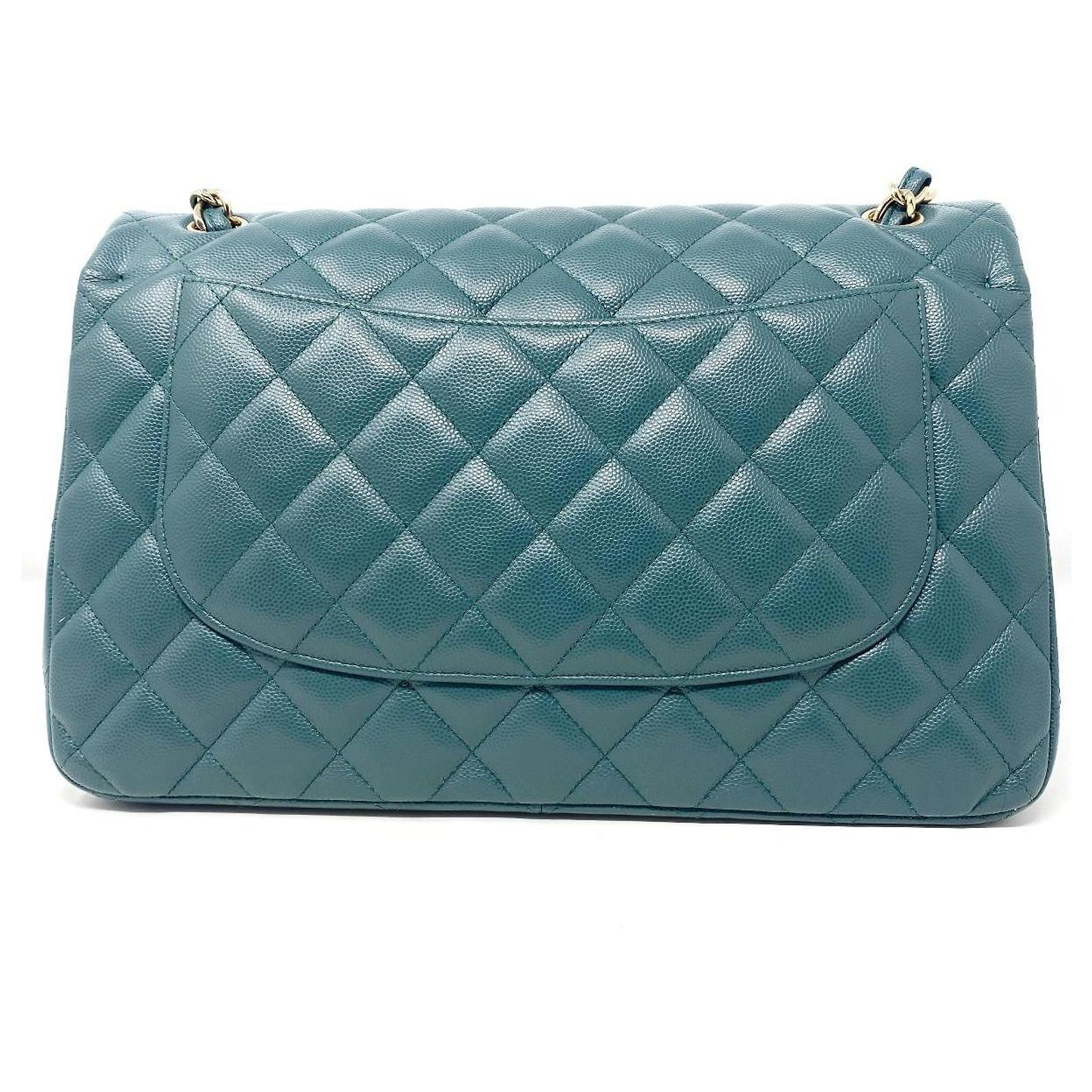 Timeless Chanel Jumbo flap bag Green Leather ref.2010494 - Joli Closet