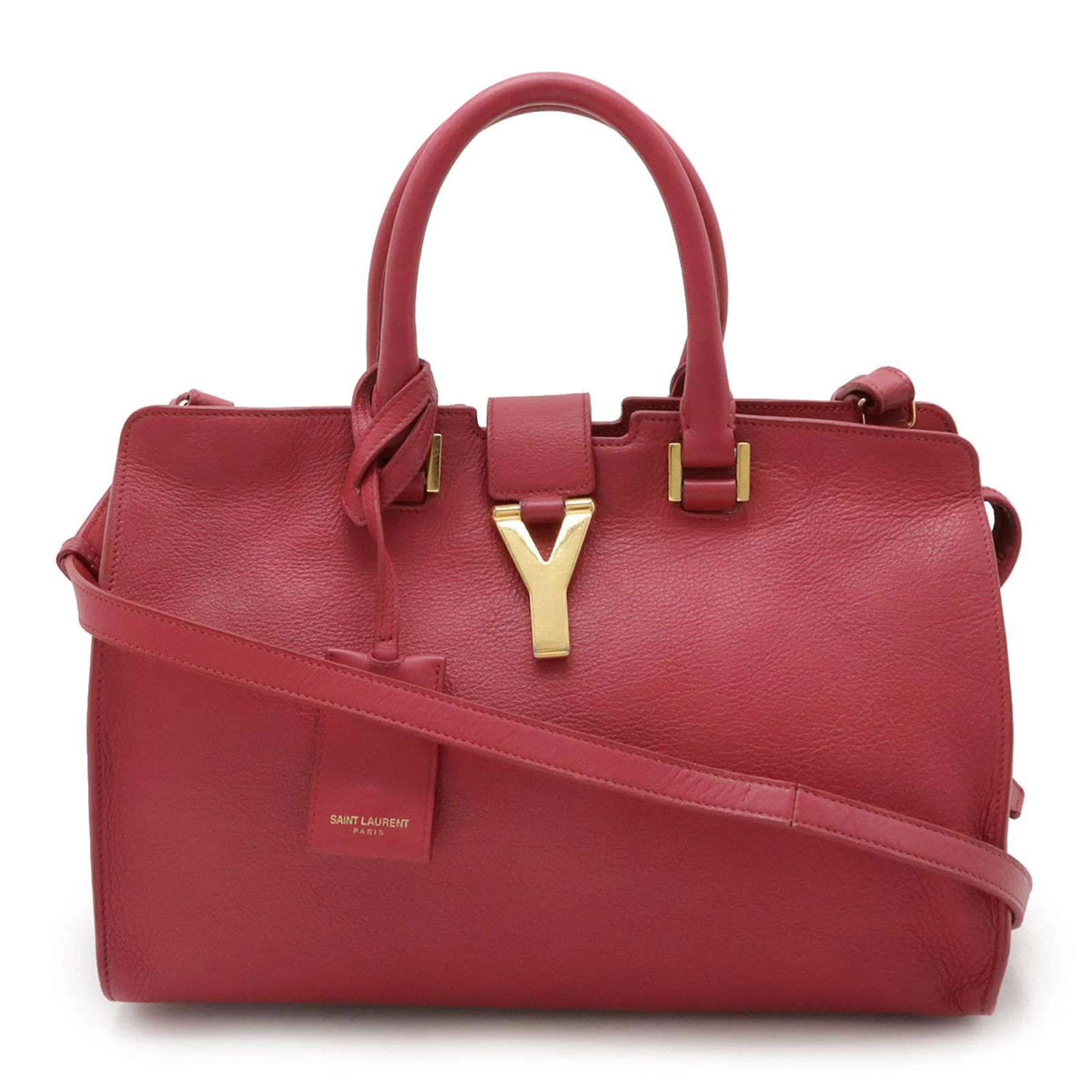 Yves Saint Laurent Y-Line Petit Cabas Handbag Pink Leather ref ...